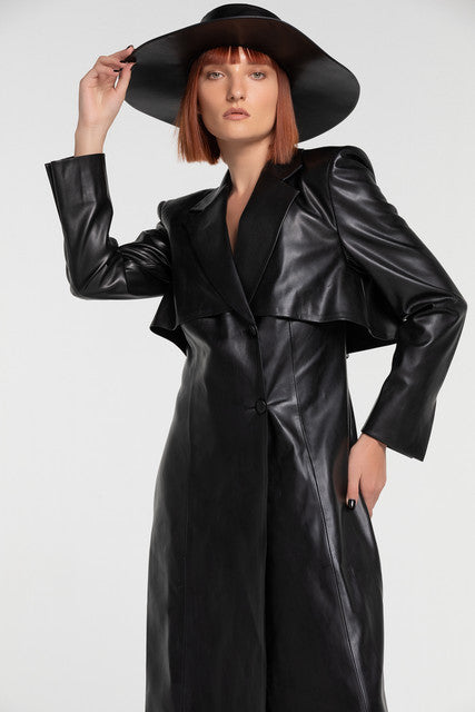 Black leather coat for women