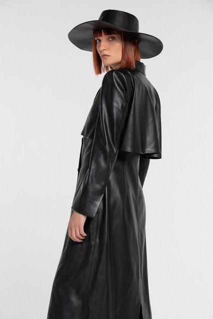Black leather coat for women