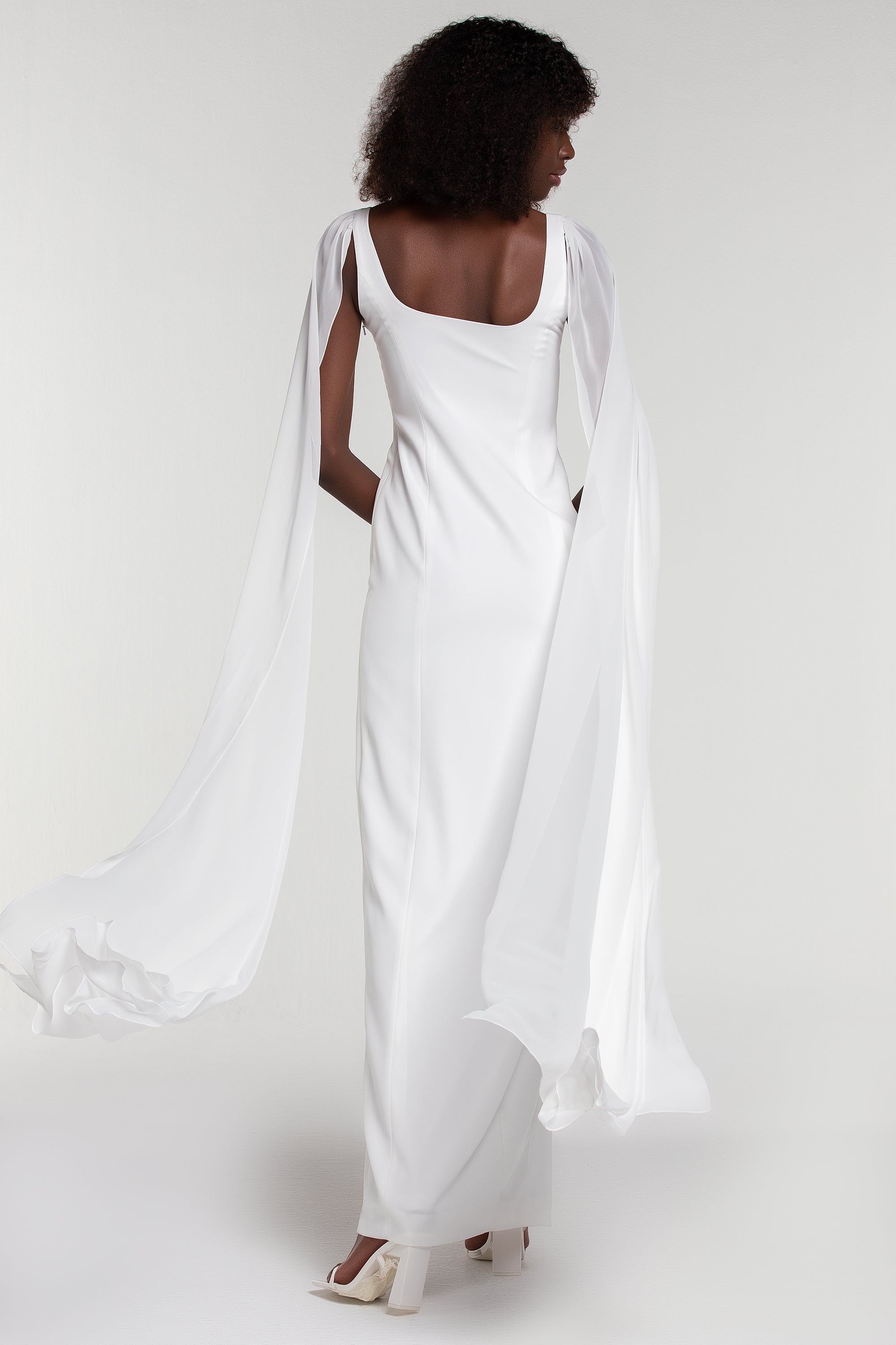 LILI BLANC WINGS CAPE DRESS (B2B)
