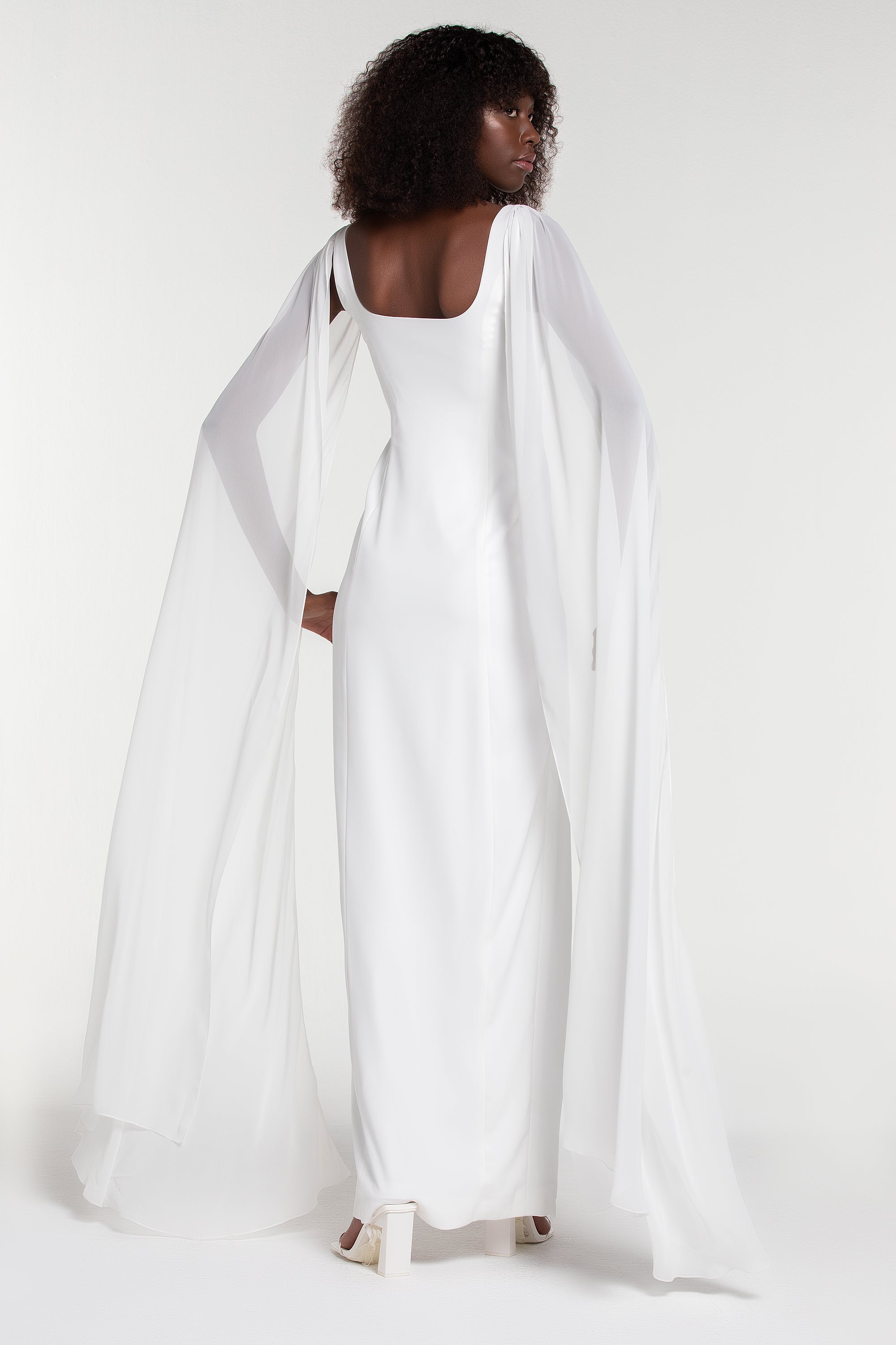 LILI BLANC WINGS CAPE DRESS (B2B)