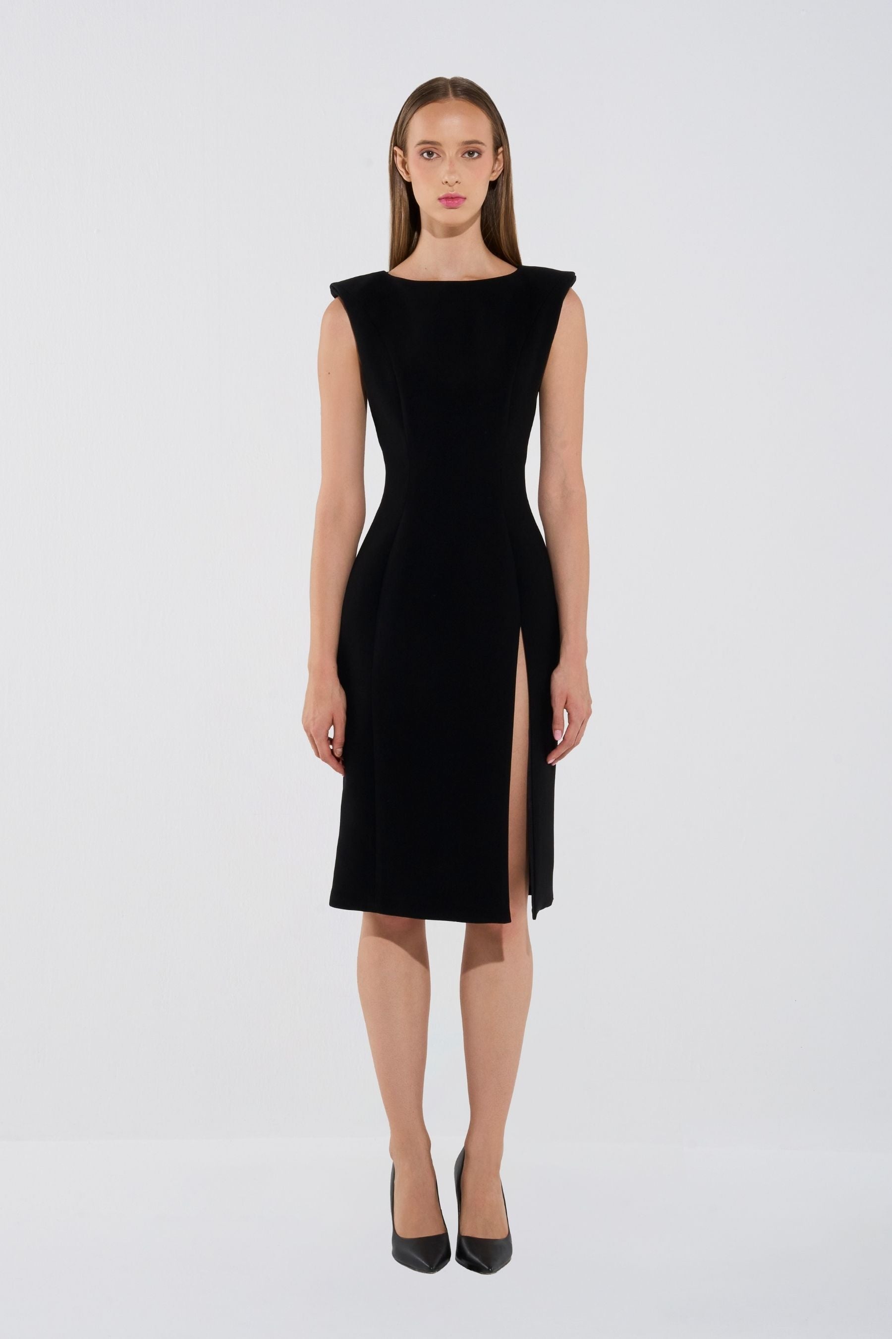 Luxe Tailored Sleeveless Midi Dress