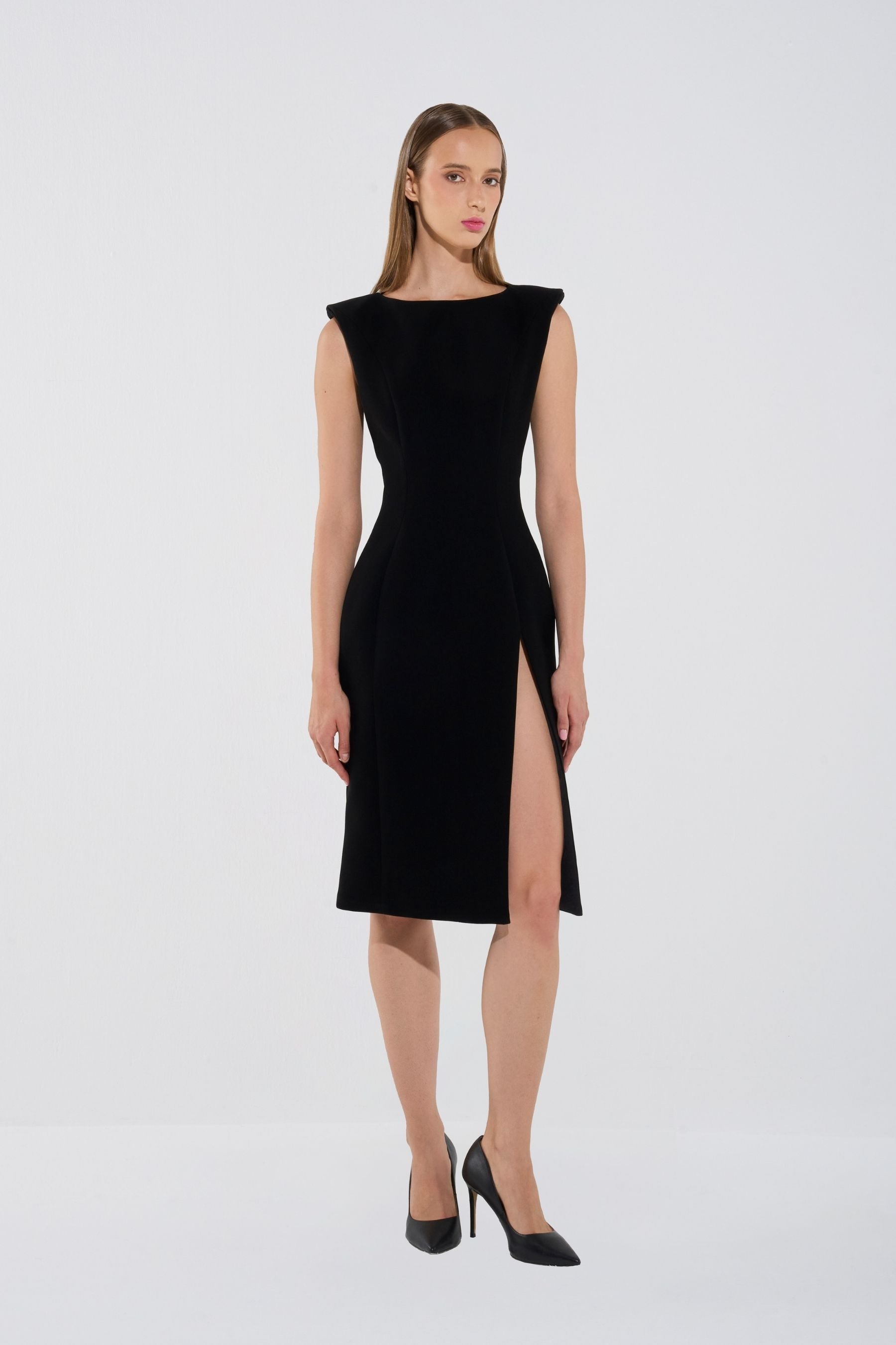 Luxe Tailored Sleeveless Midi Dress