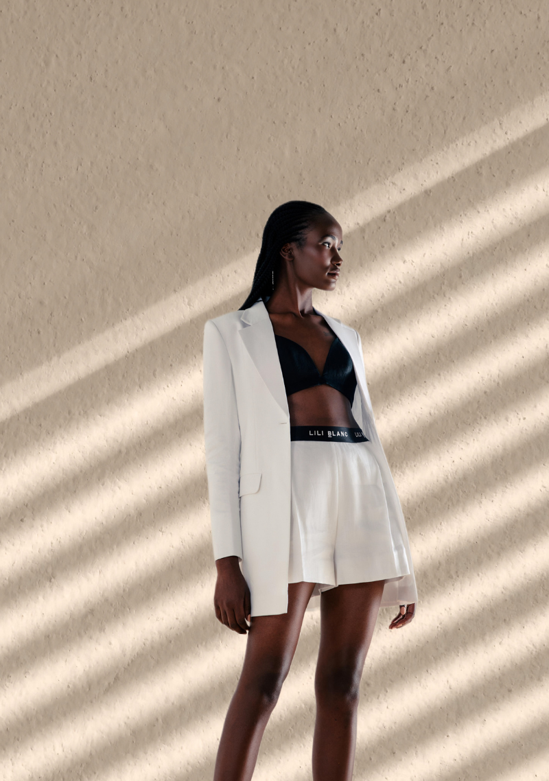 White Linen Short Suit