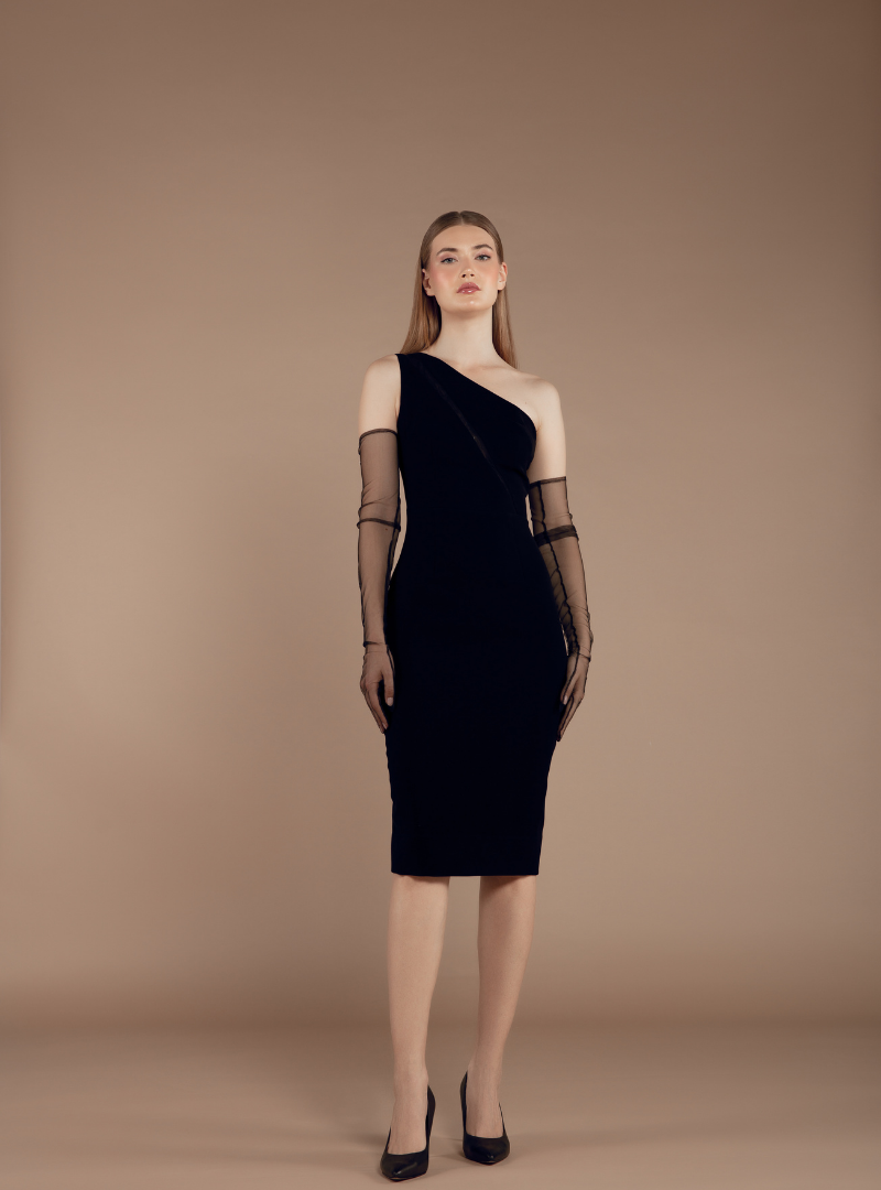 Elegant One Shoulder Midi Dress