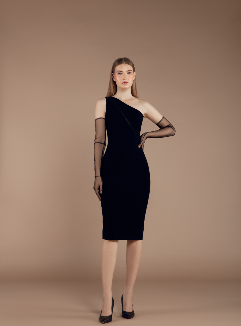 Elegant One Shoulder Midi Dress