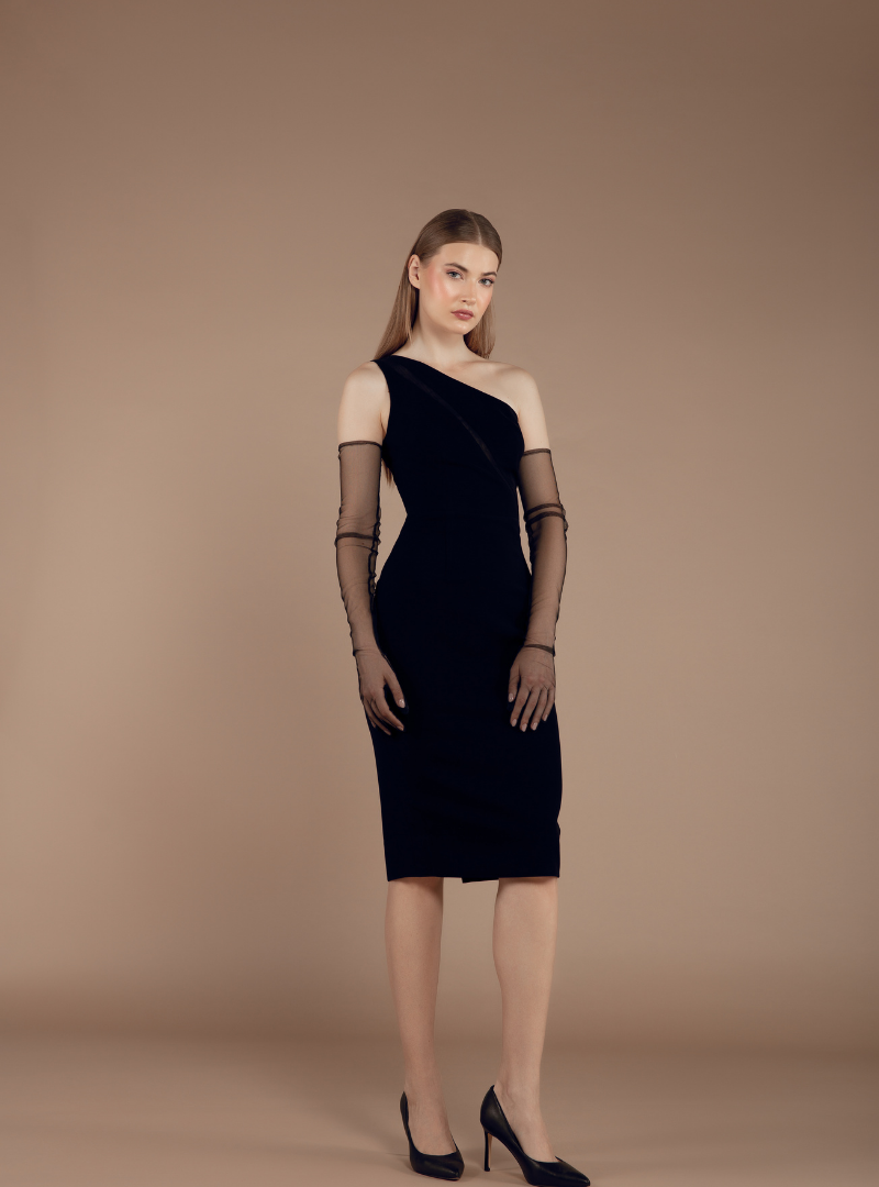 Elegant One Shoulder Midi Dress