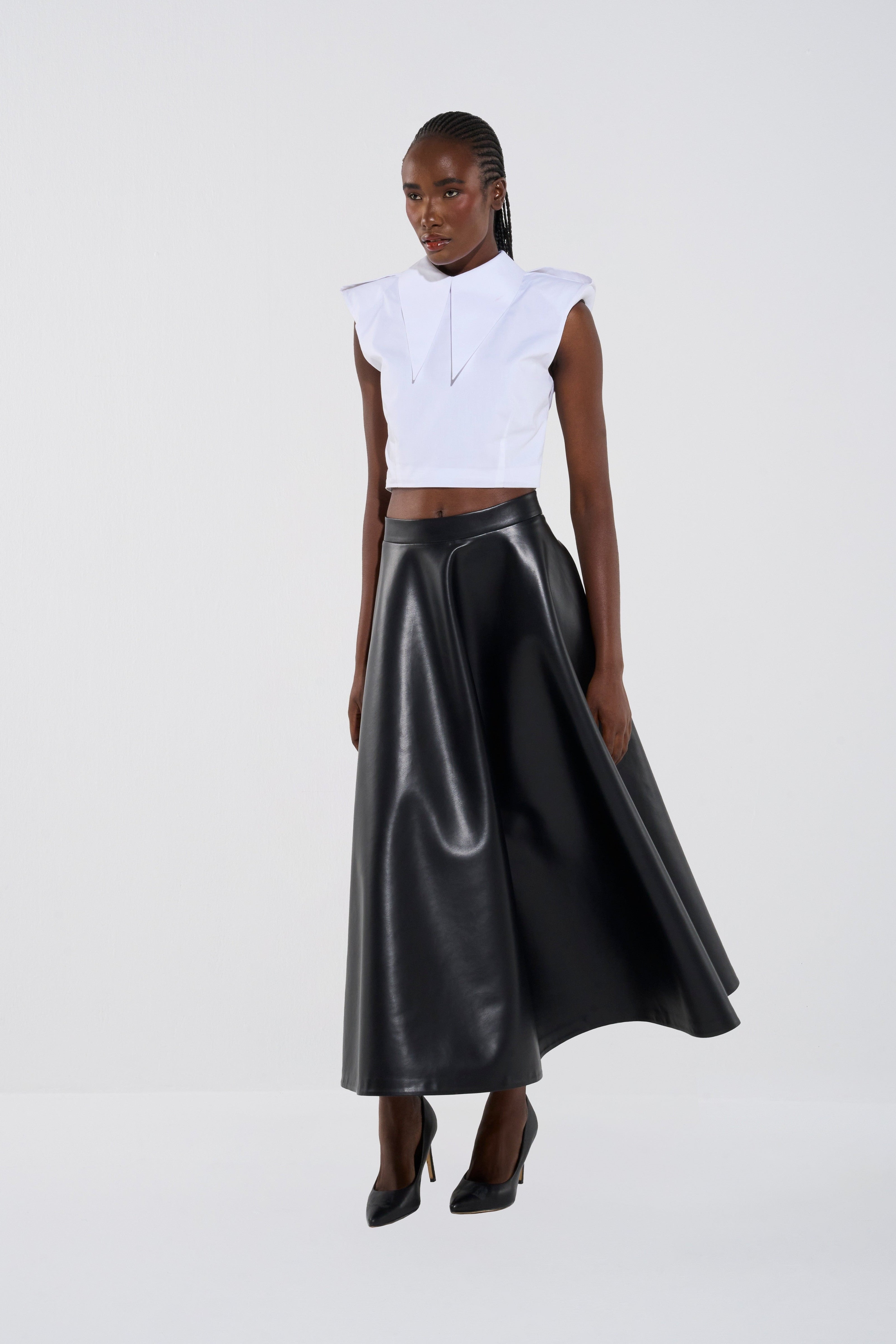 Elegant High-Waisted Leather Maxi Skirt