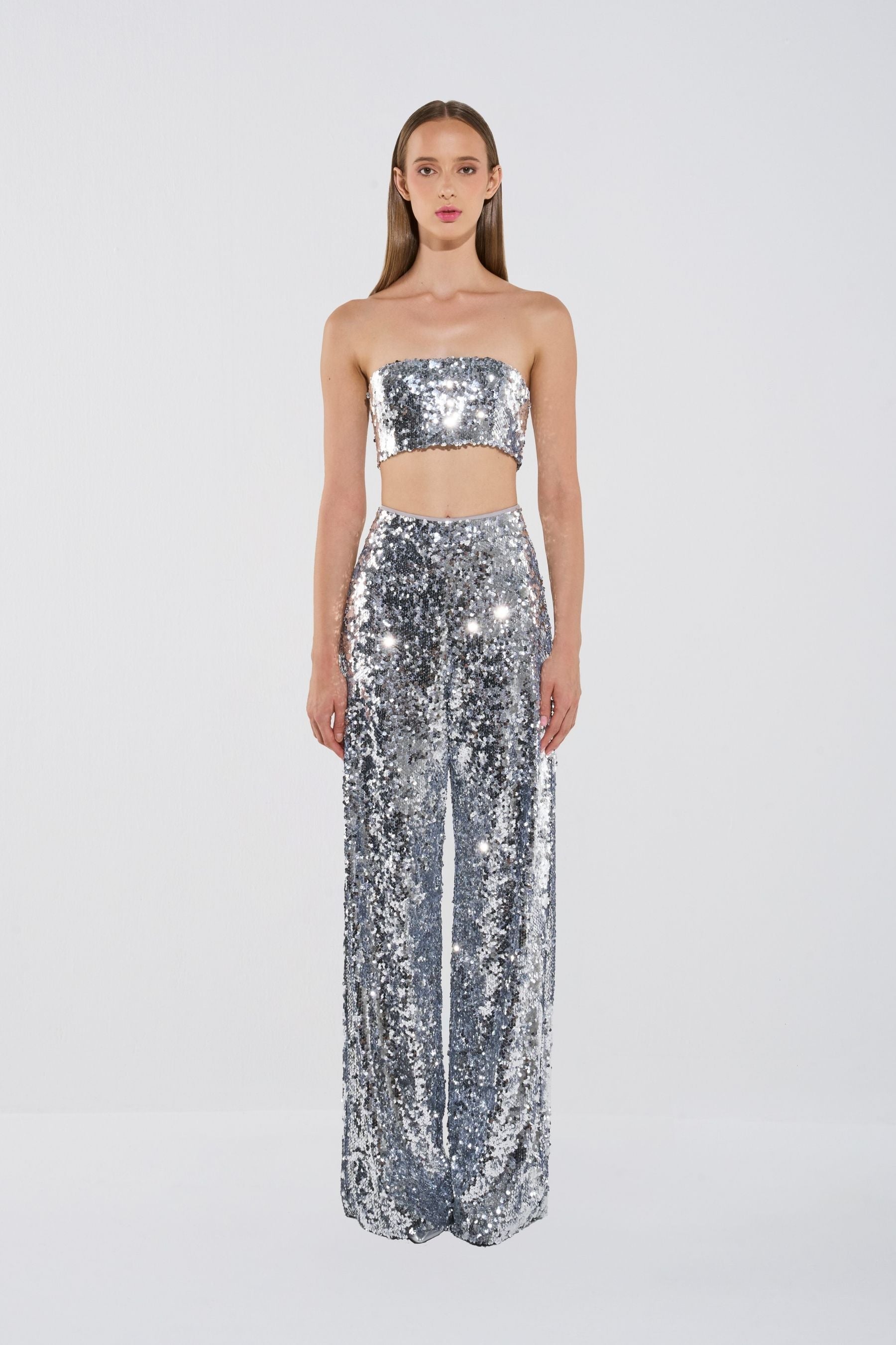 Sequin Crop and Trousers Set