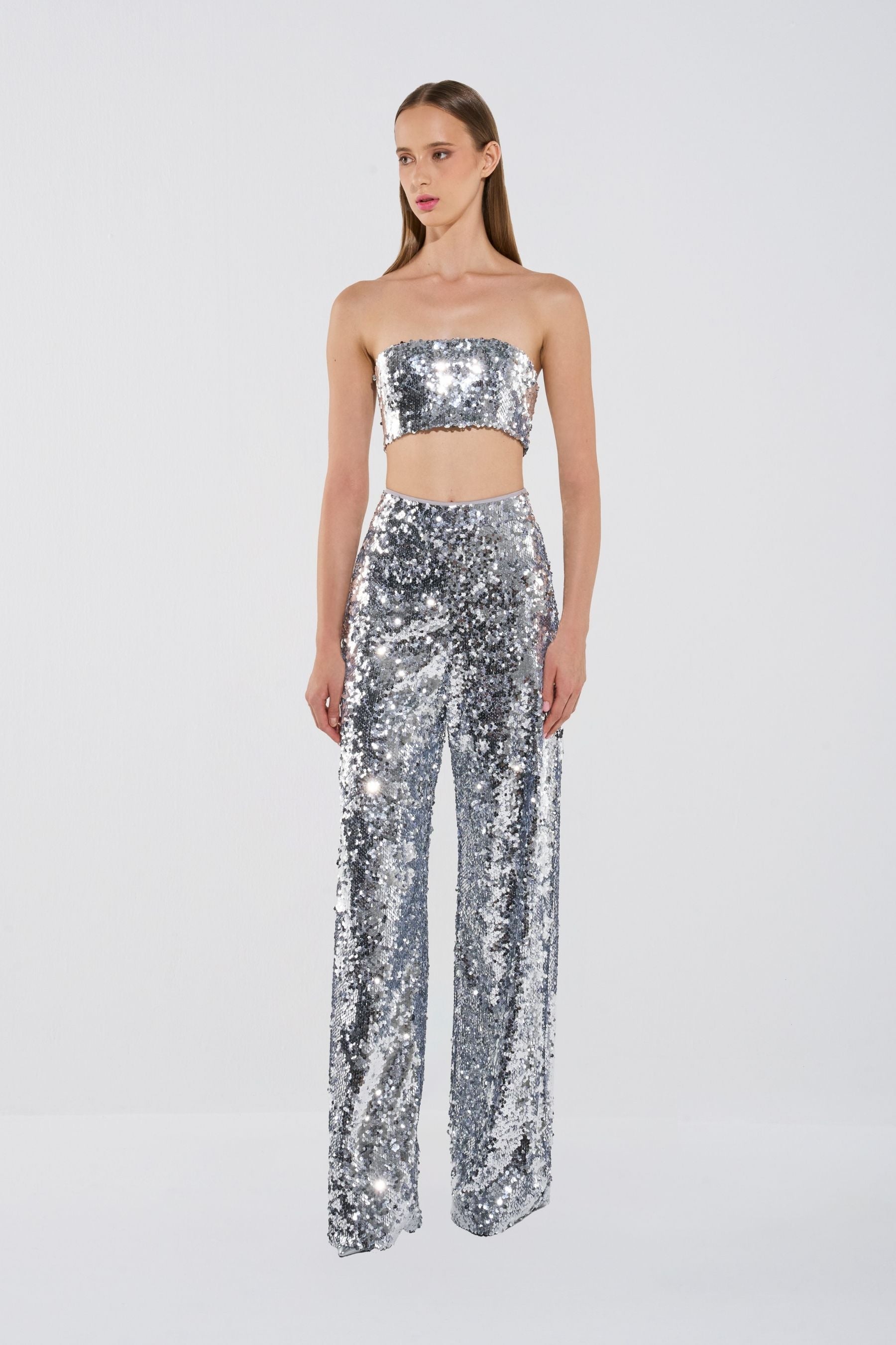 Sequin Crop and Trousers Set