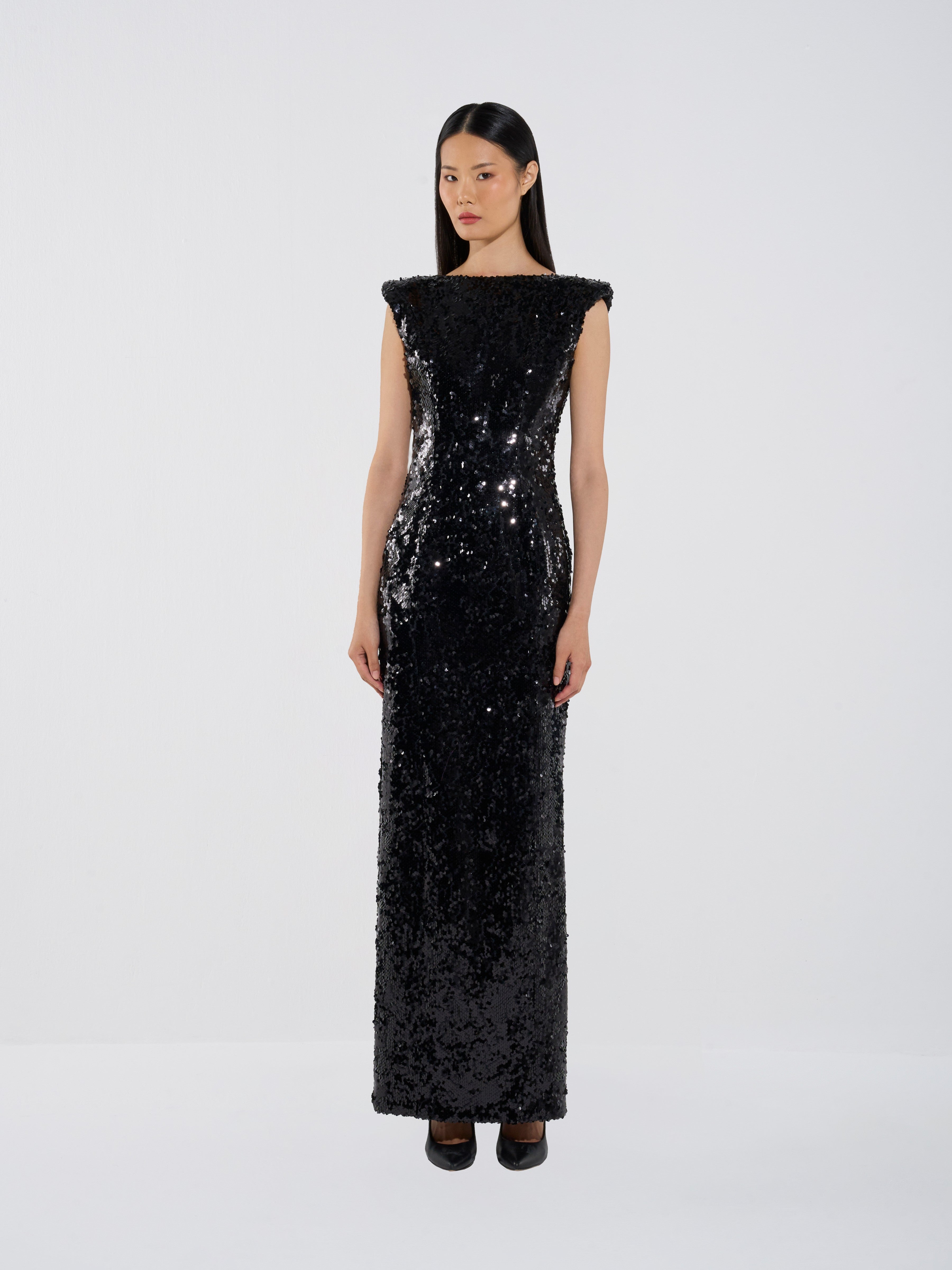 Sculpted Sequin Gown