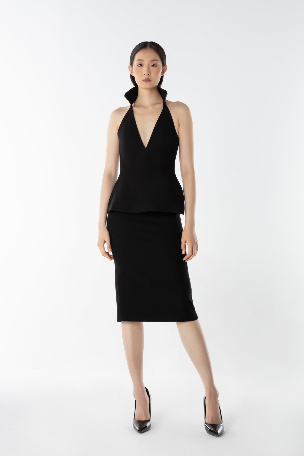 Halter Dress in Thick Crepe