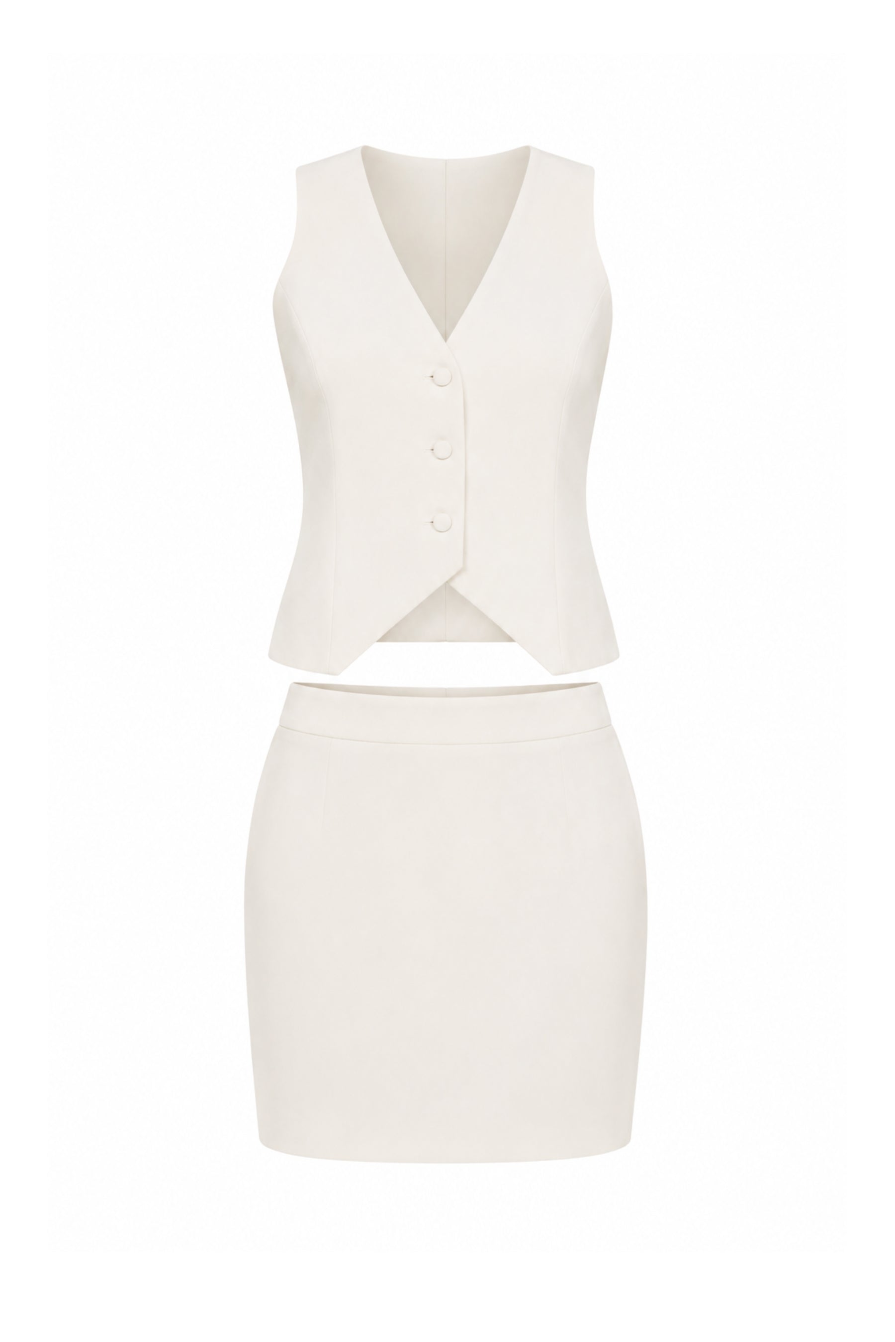 Chic Sculpted Blazer Coat, Vest and Skirt Set