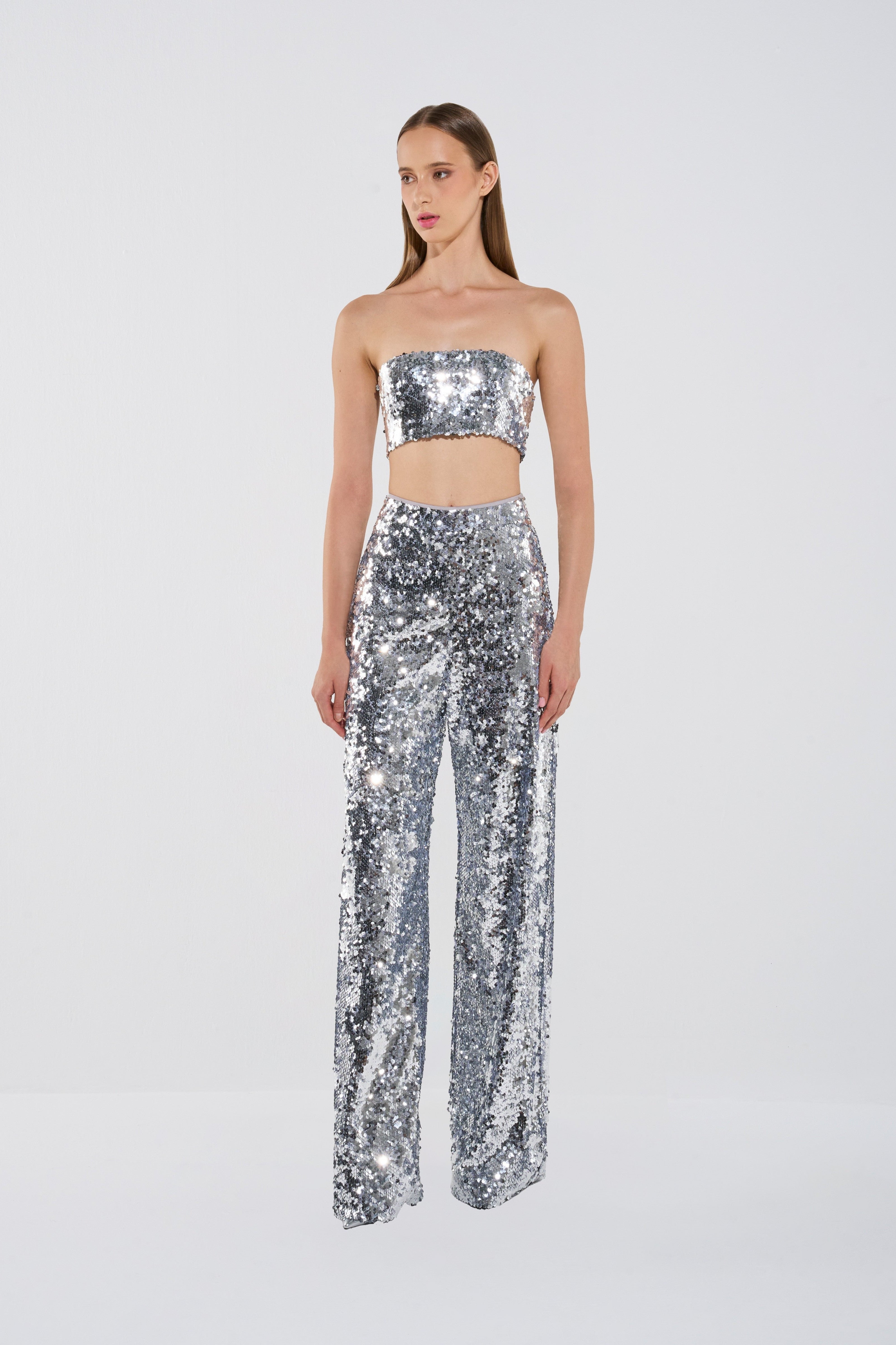 Sequin High-Waist Trousers