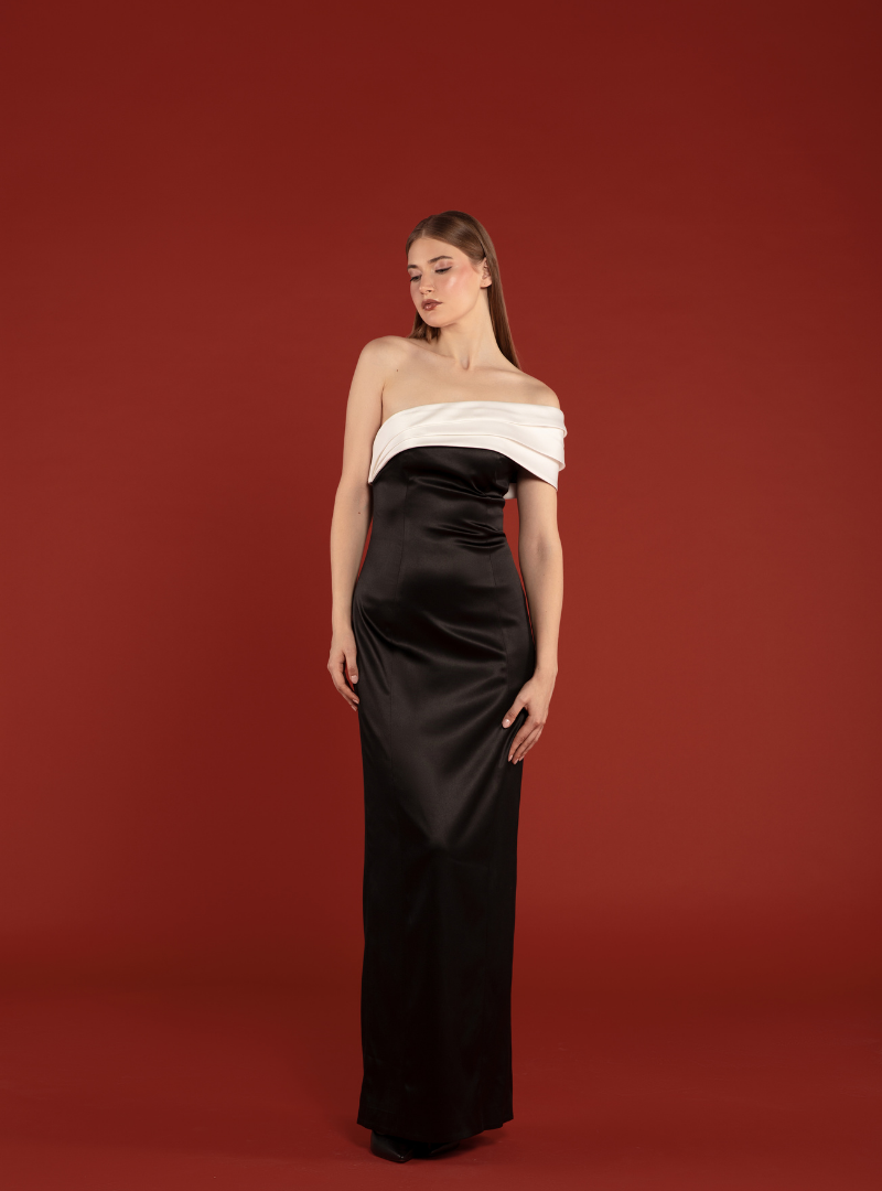 The Alluring One Shoulder Monochrome Dress