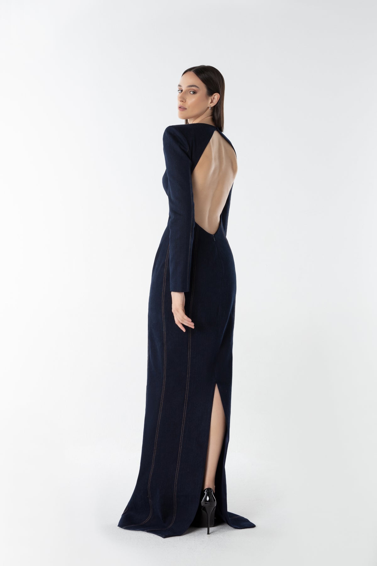 Open Back Denim Dress