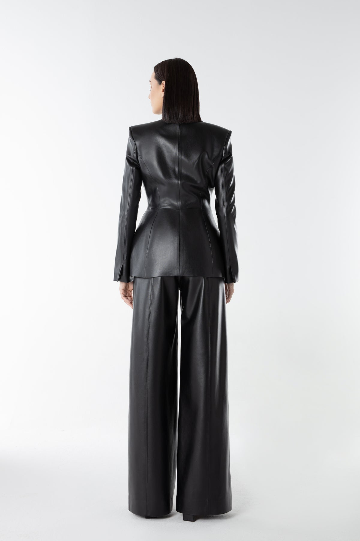 High-waisted Leather Trousers