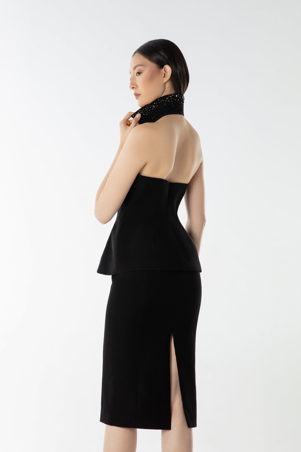 Halter Dress in Thick Crepe