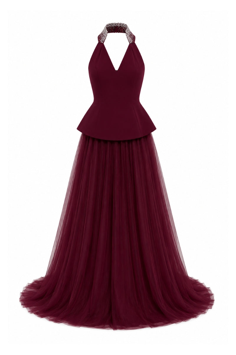Crystal-Embellished Tulle Gown