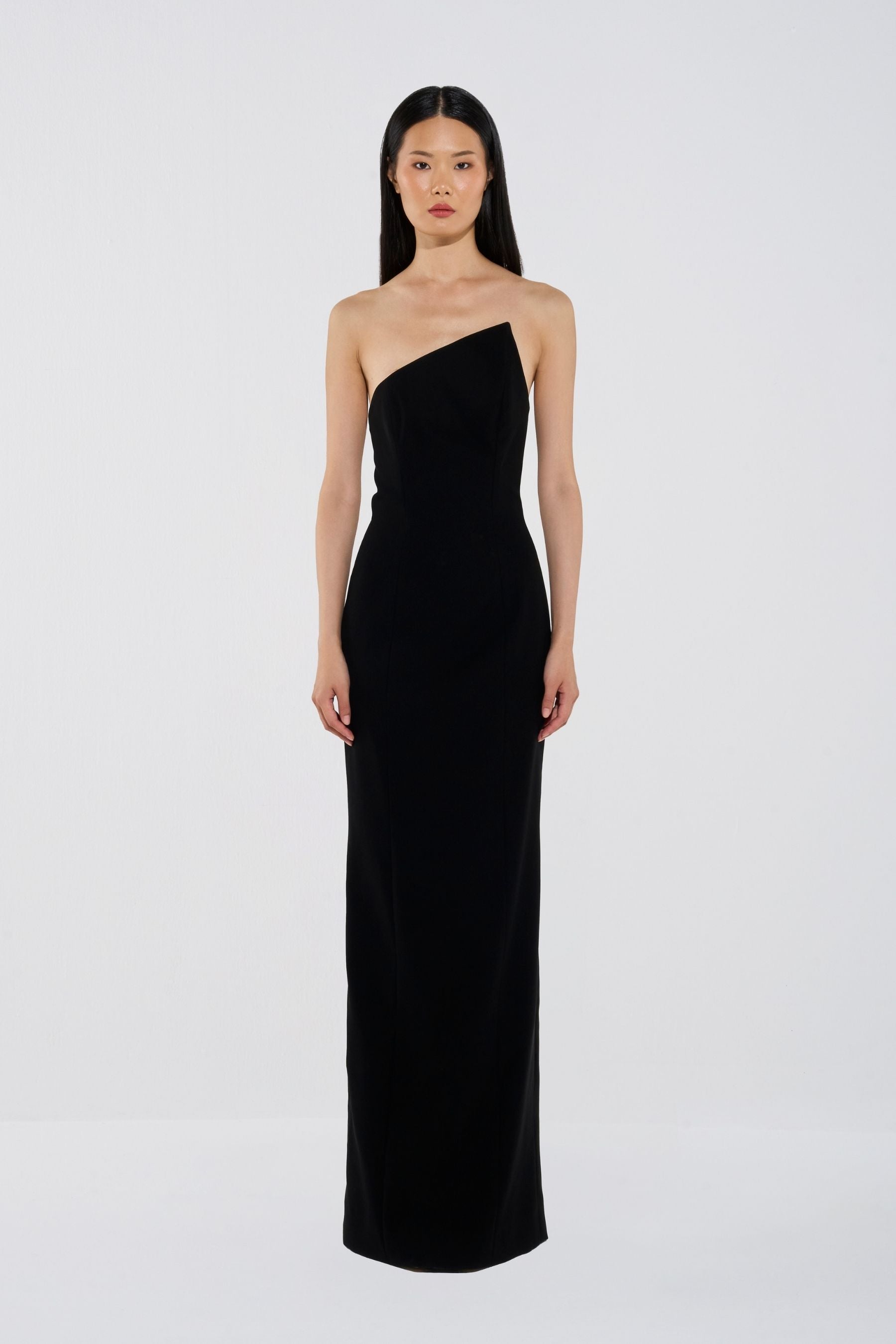 Asymmetric Crepe Gown