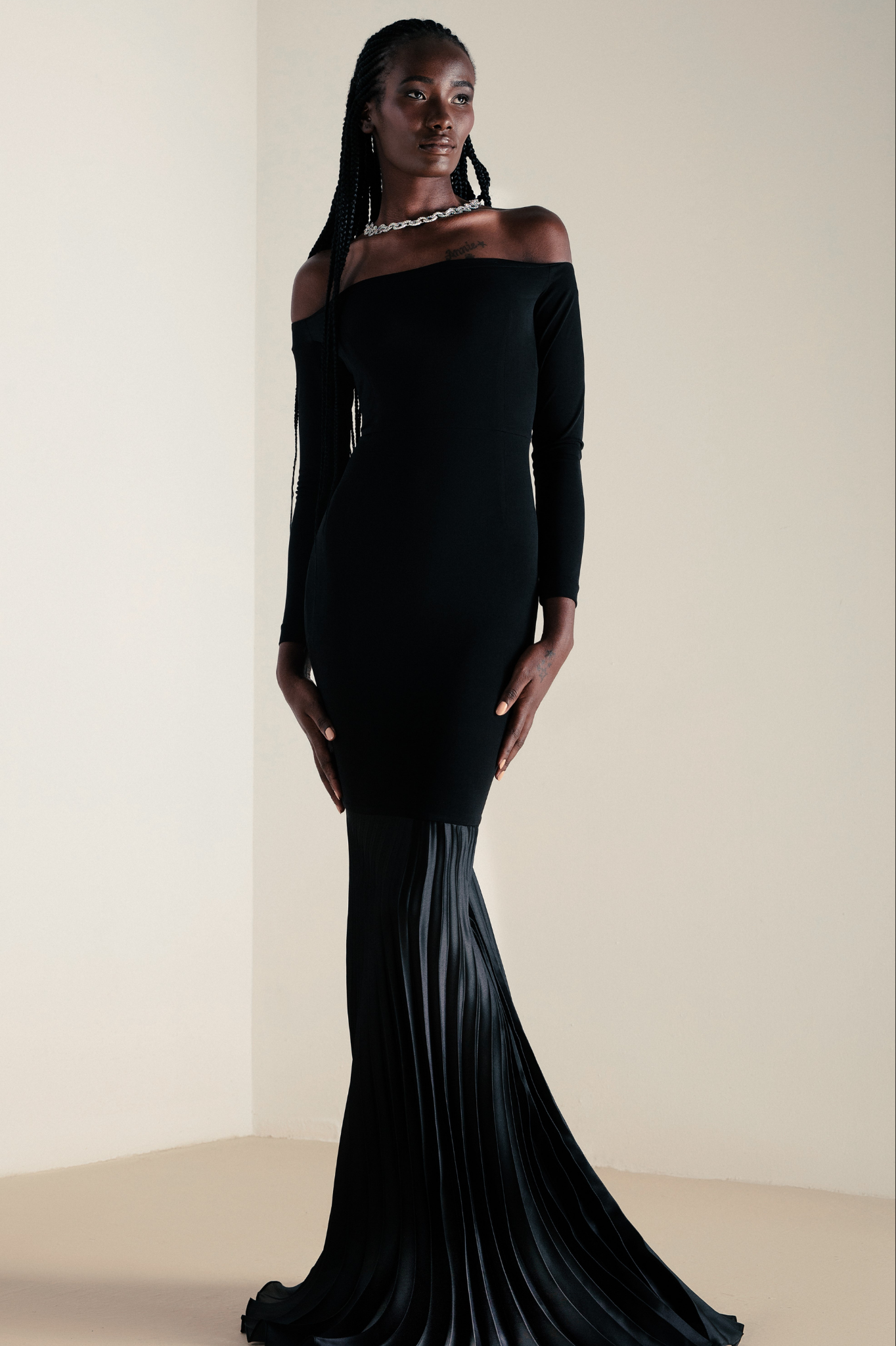 Organza Detailed Jersey Bodycon Dress