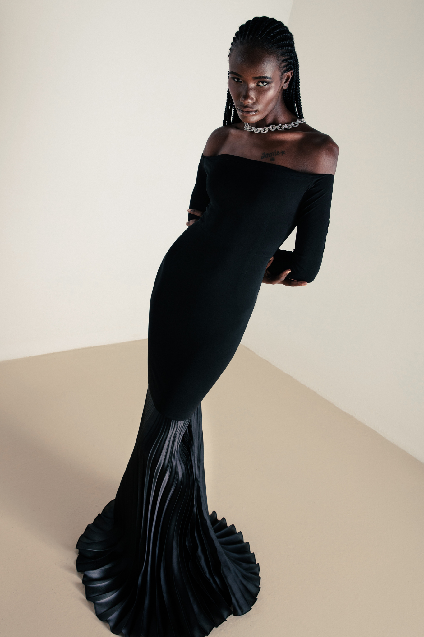 Organza Detailed Jersey Bodycon Dress