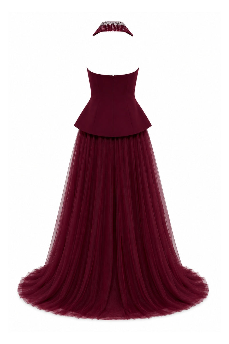 Crystal-Embellished Tulle Gown