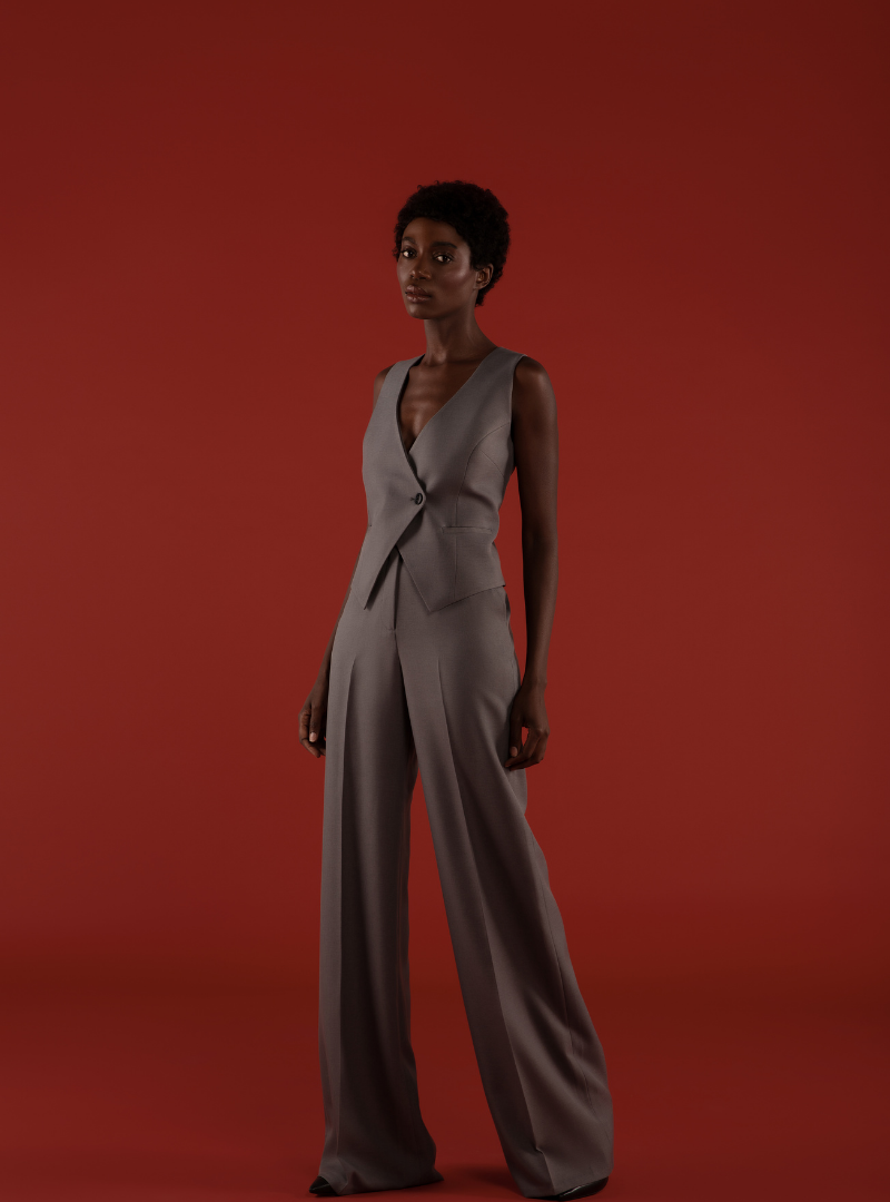 Refined Elegance Vest and Trouser Co-ord in Grey