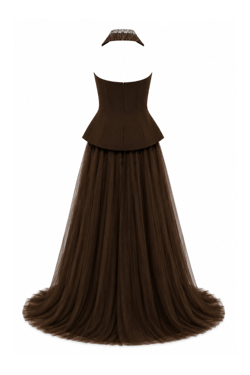 Crystal-Embellished Tulle Gown