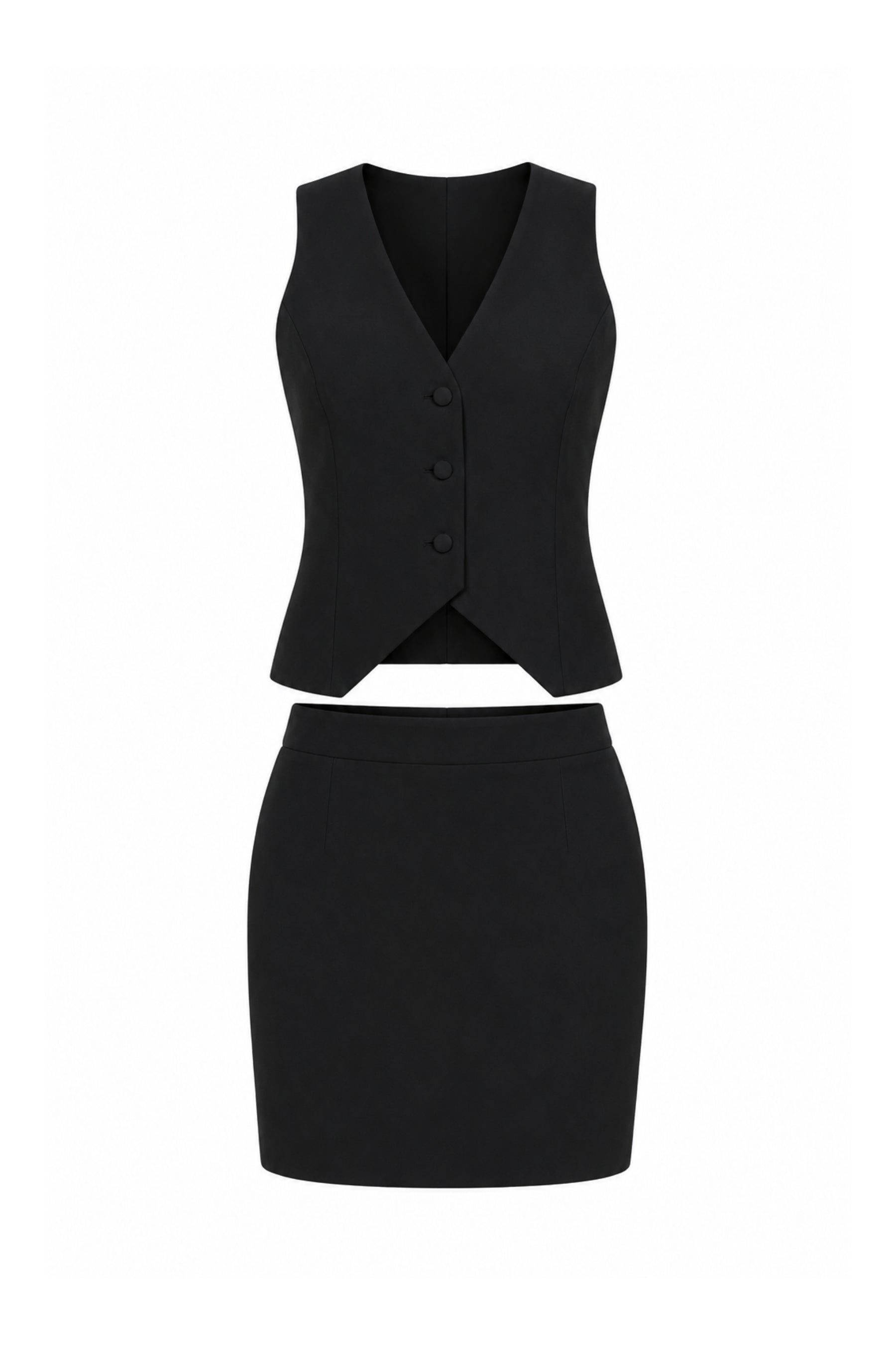 Chic Sculpted Blazer Coat, Vest and Skirt Set