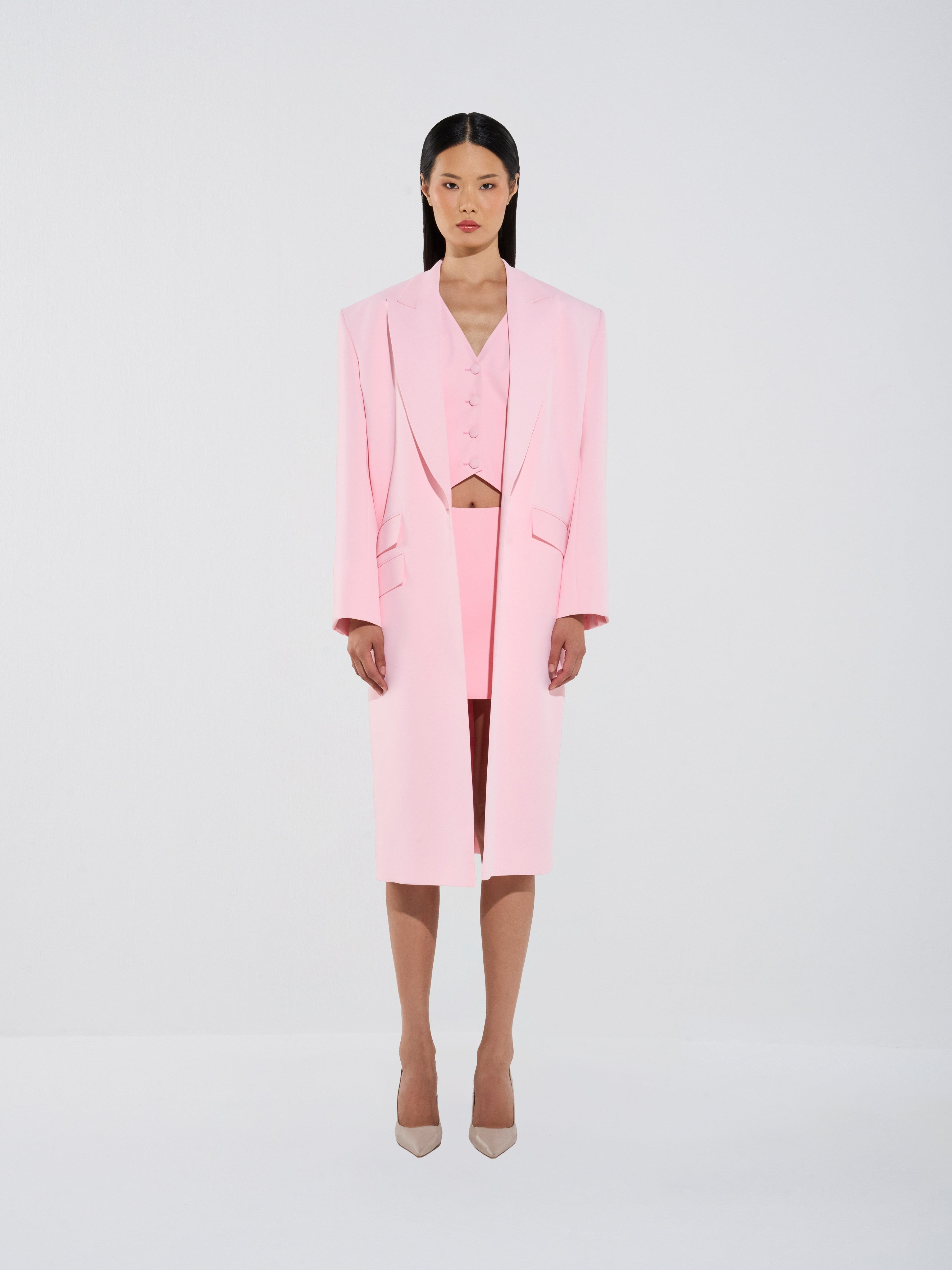 Chic Sculpted Vest and Skirt Set