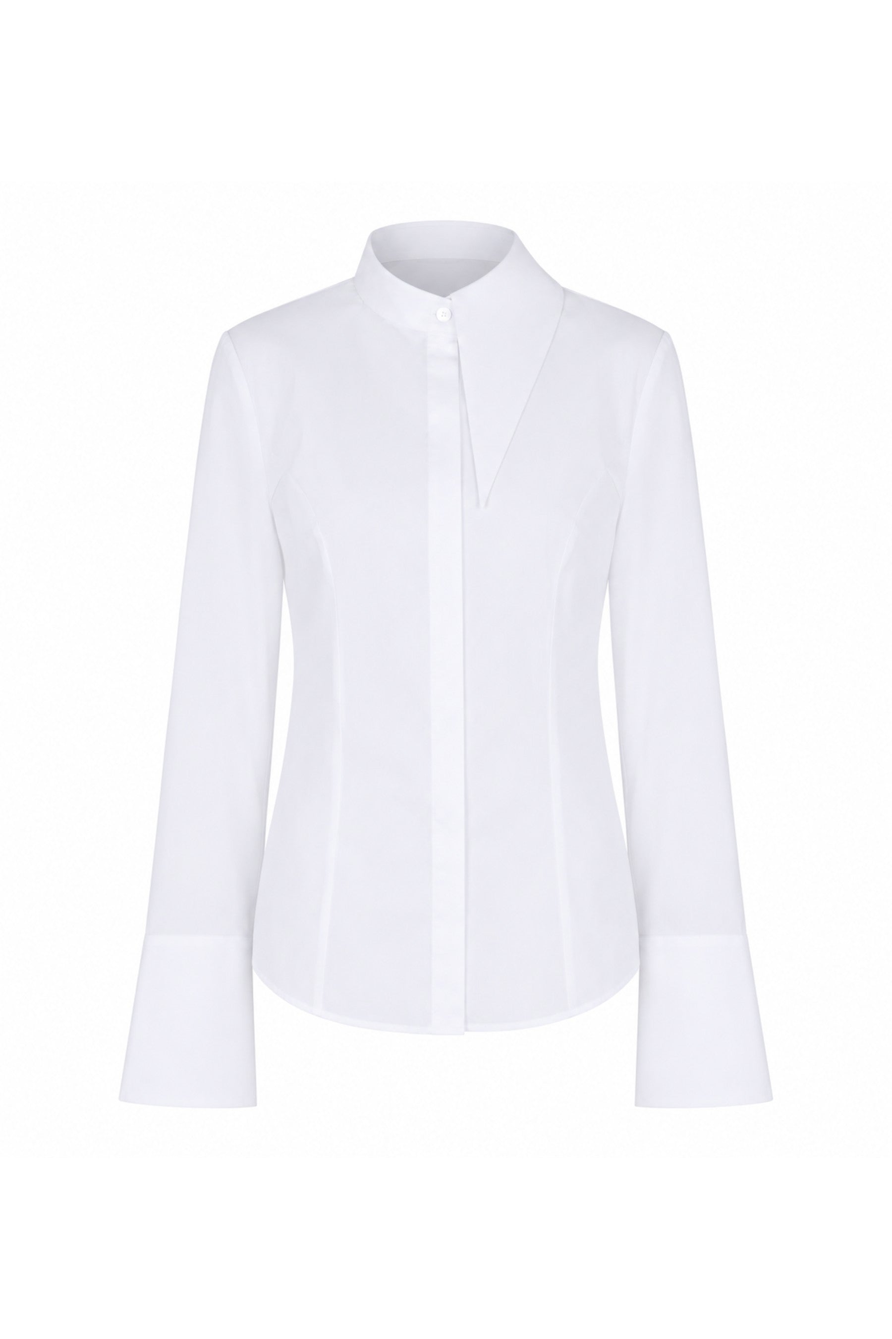 Flowy Cotton Poplin Shirt with Iconic Collar