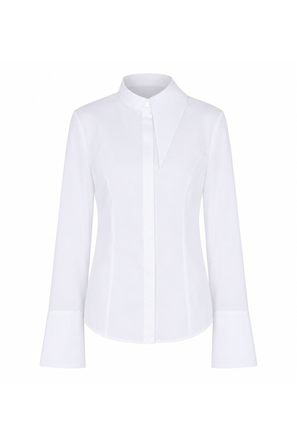Flowy Cotton Poplin Shirt with Iconic Collar