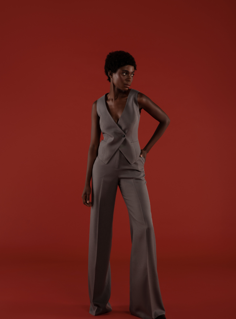 Refined Elegance Vest and Trouser Co-ord in Grey