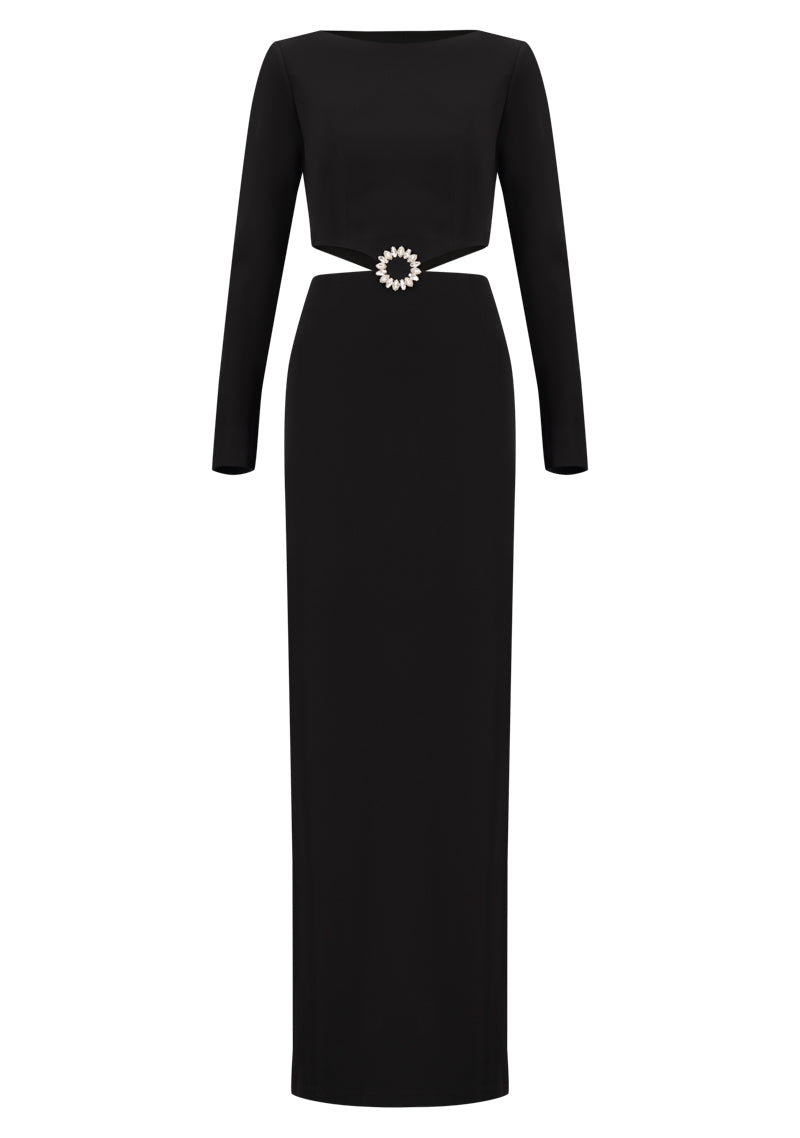 Cut-Out Crystal Buckle Dress