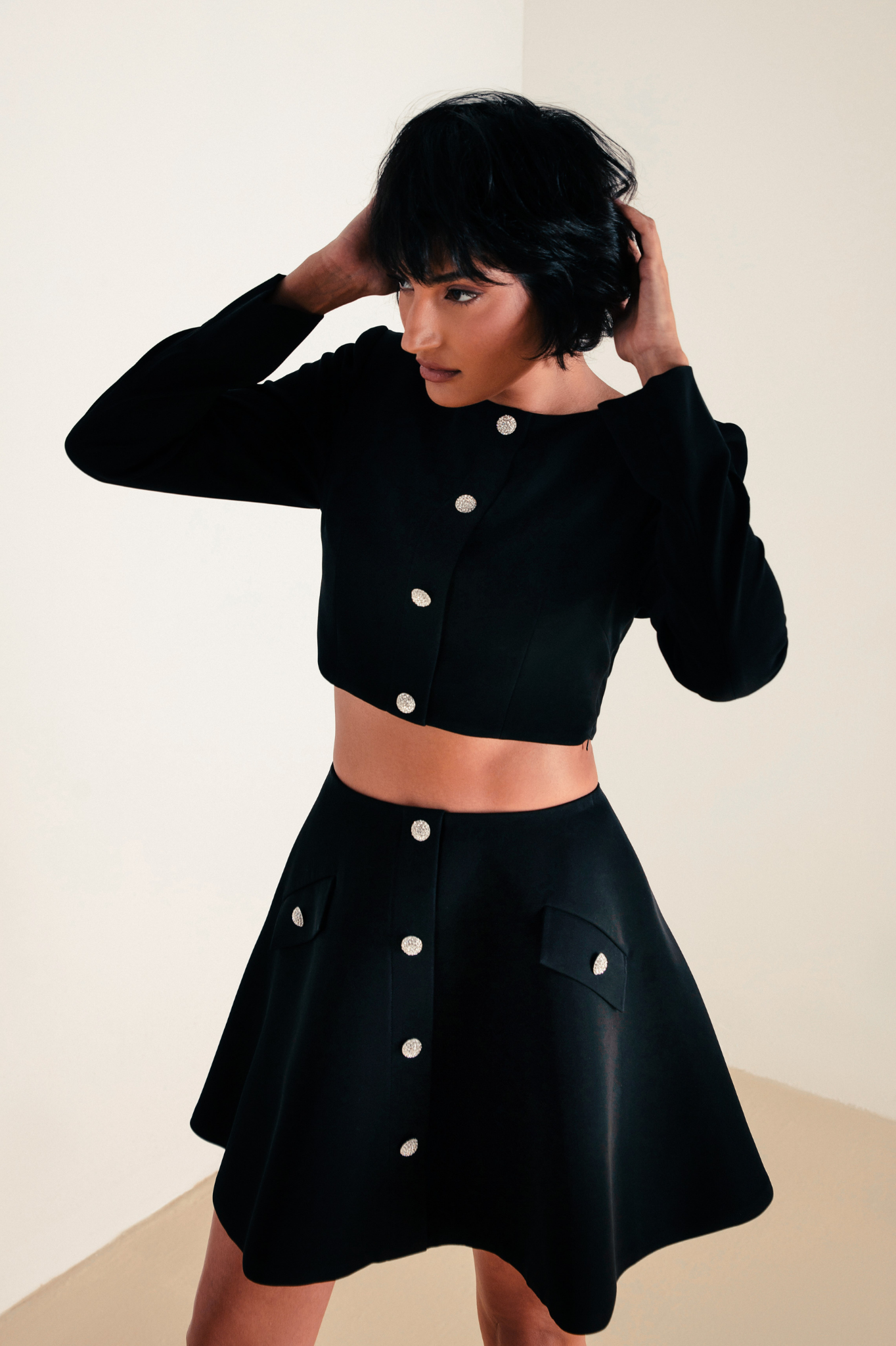 Mini Skirt with Crystal Buttons Co-ord