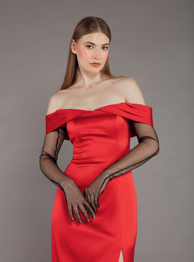 The Draped Off Shoulder Dress