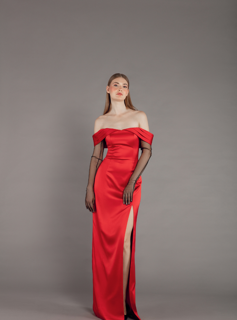 The Draped Off Shoulder Dress