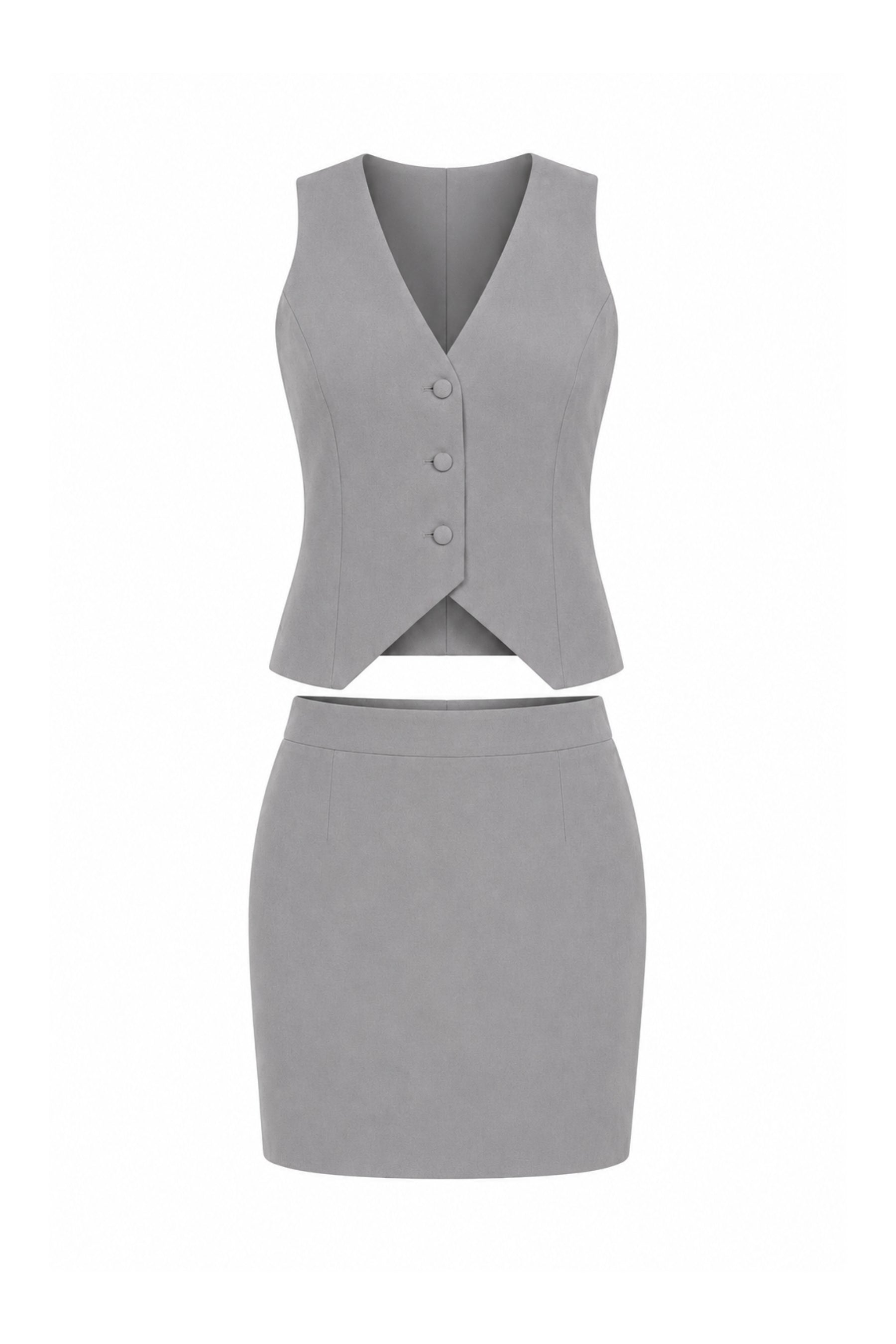 Chic Sculpted Blazer Coat, Vest and Skirt Set