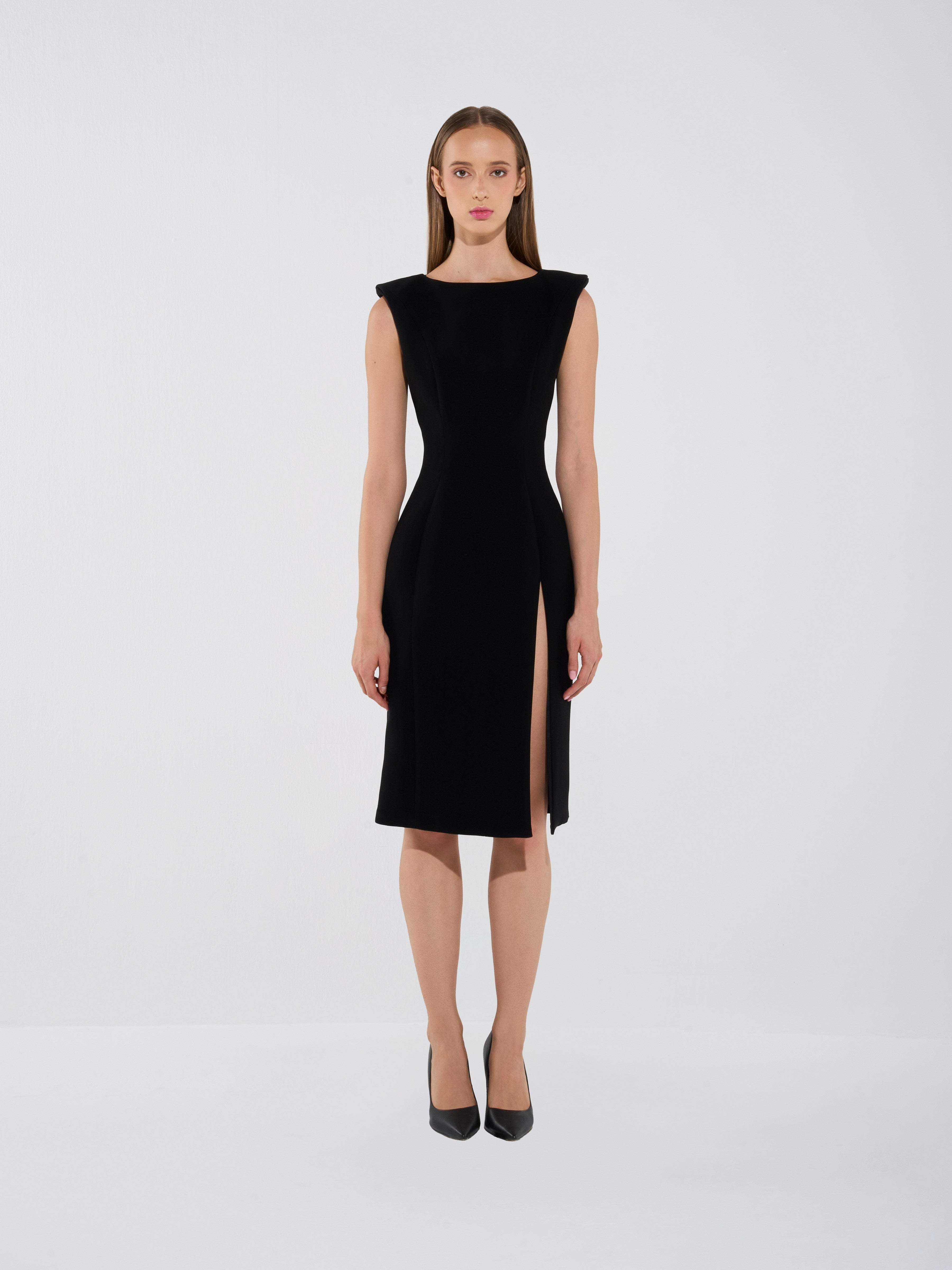 Luxe Tailored Sleeveless Midi Dress