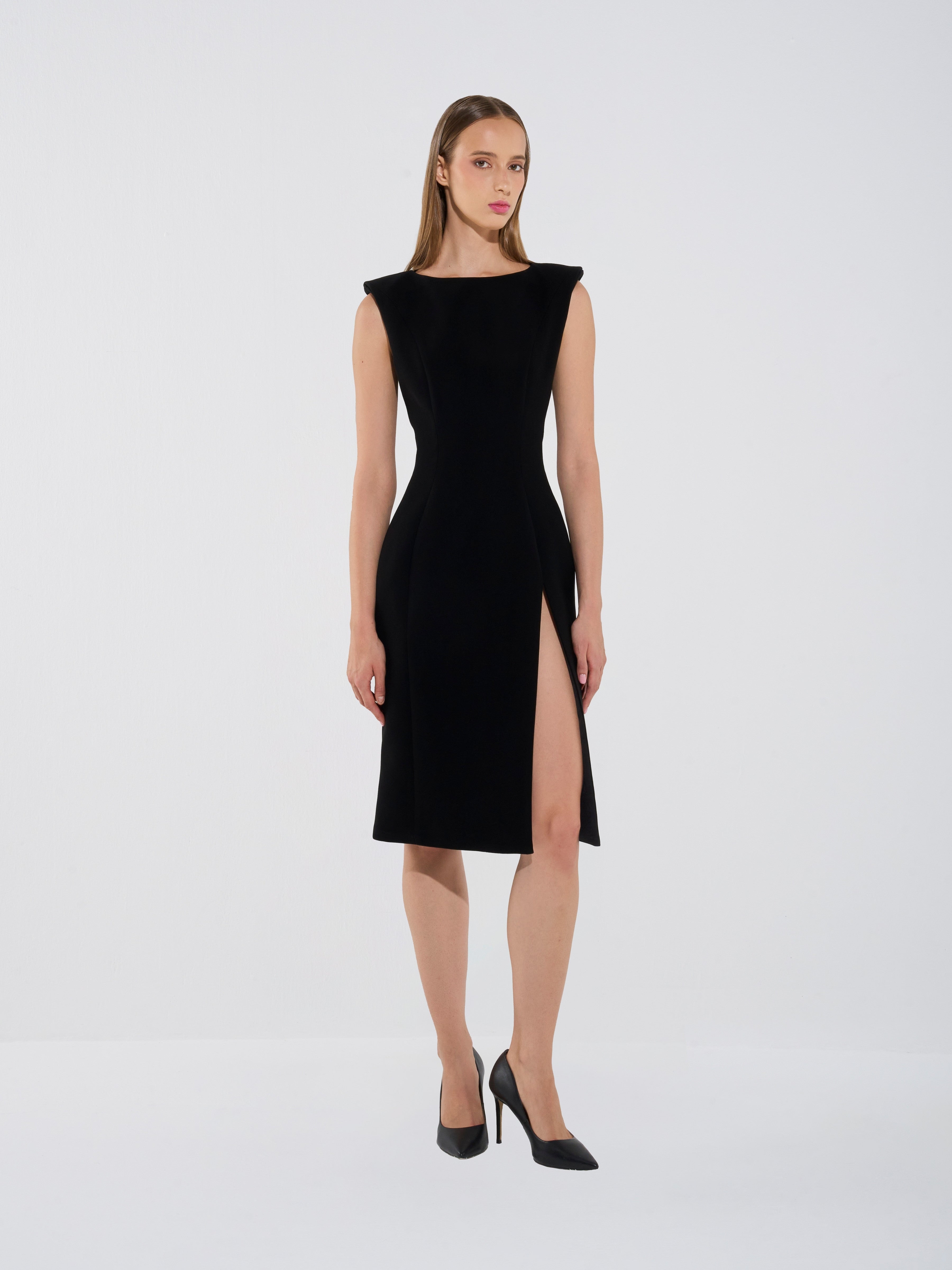 Luxe Tailored Sleeveless Midi Dress