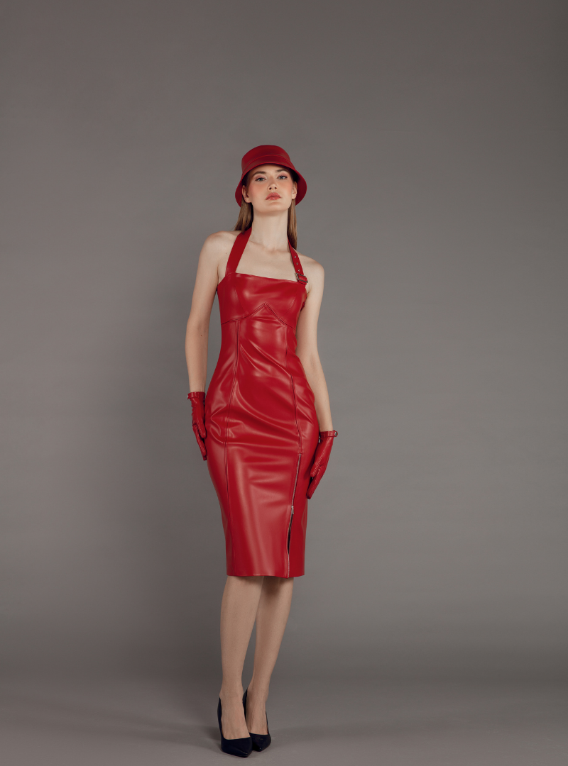 Luxe Midi Vegan Leather Dress