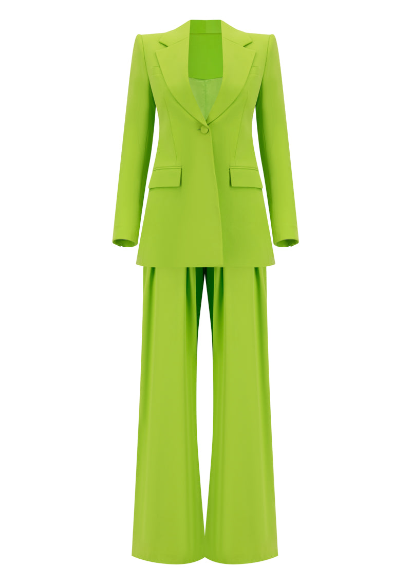 Wide Leg Neon Green Suit