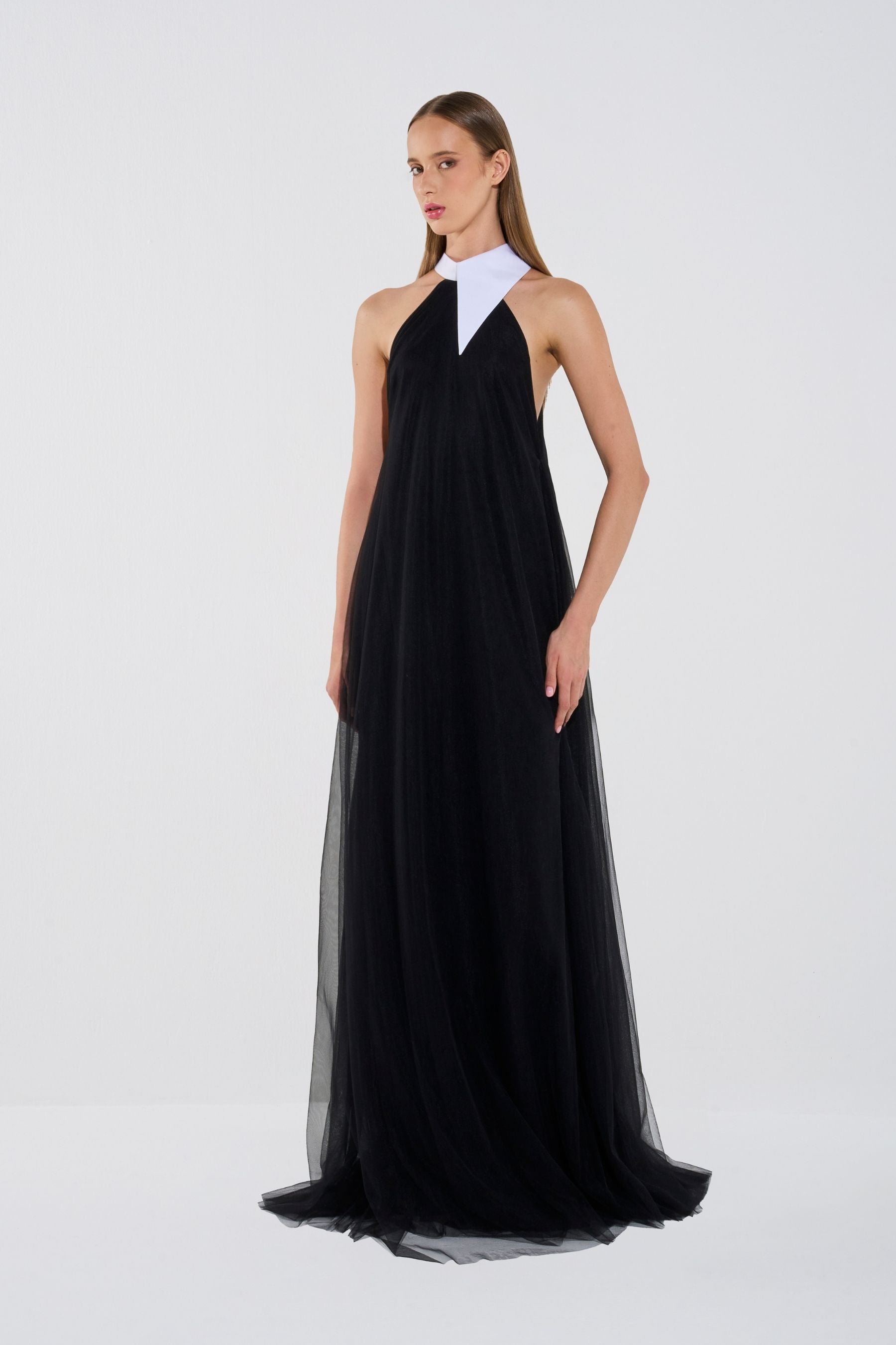 Graceful Floor-Length Halter Dress