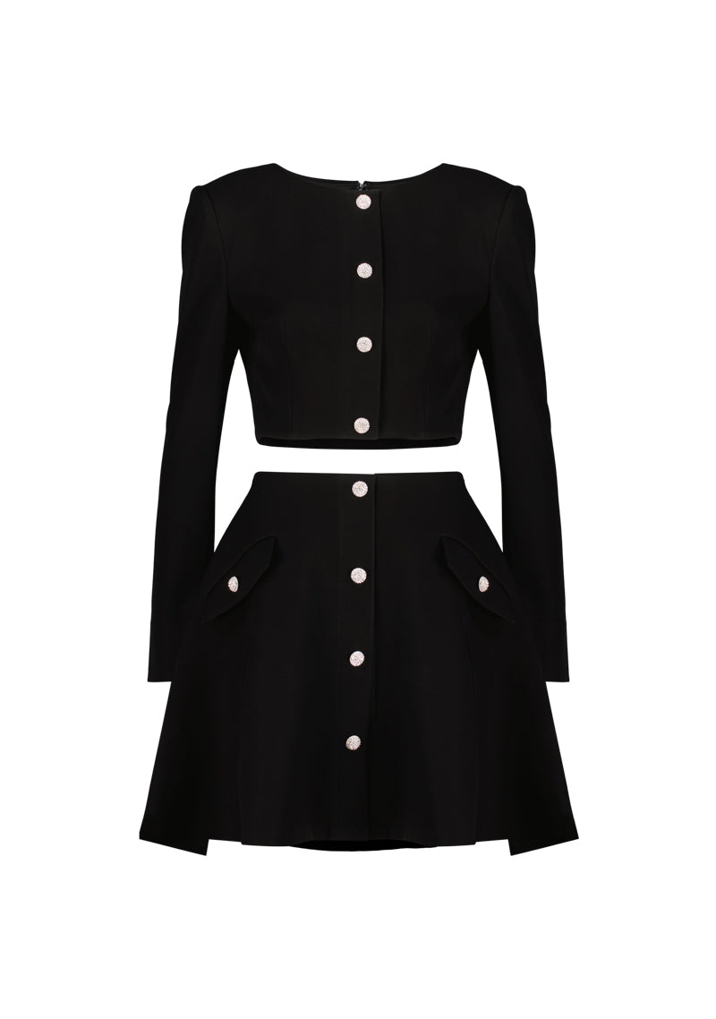Mini Skirt with Crystal Buttons Co-ord