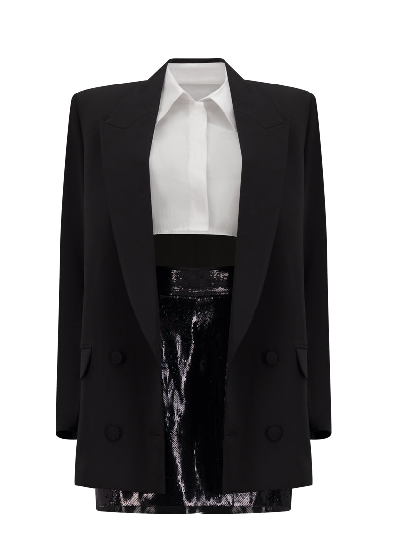 Oversized Blazer and Sequin Skirt Suit
