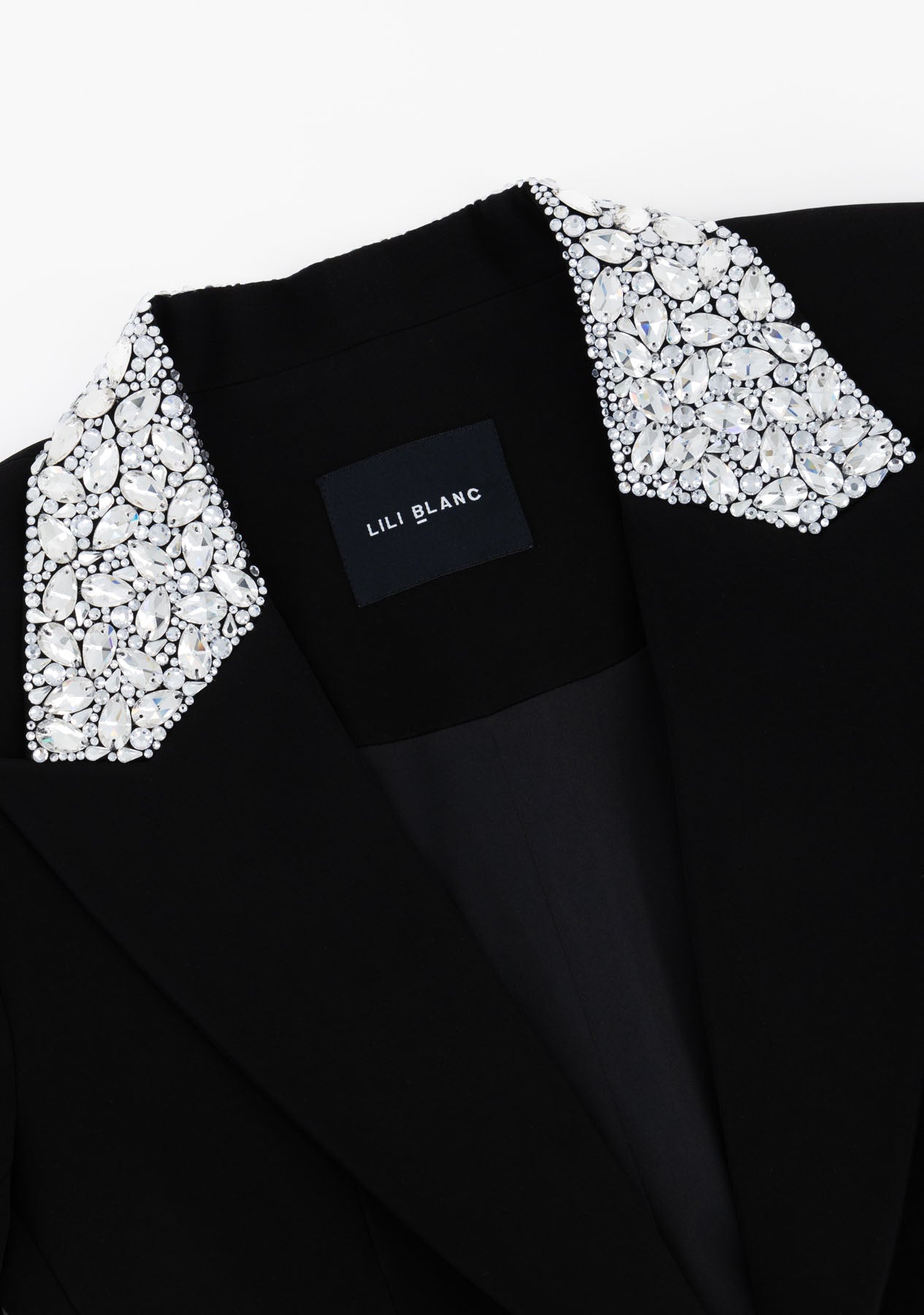 The crystal Collar Crepe Blazer