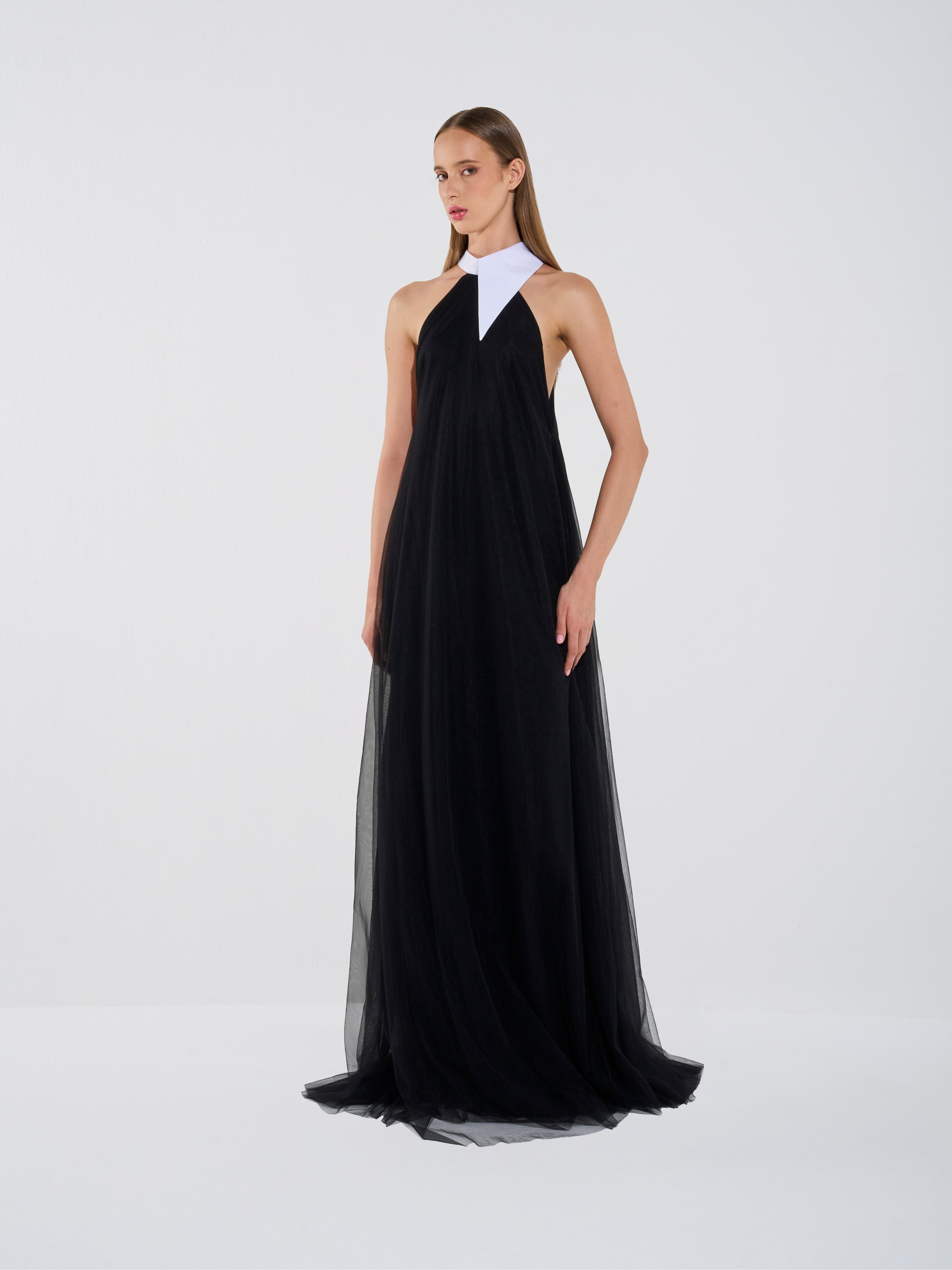 Graceful Floor-Length Halter Dress