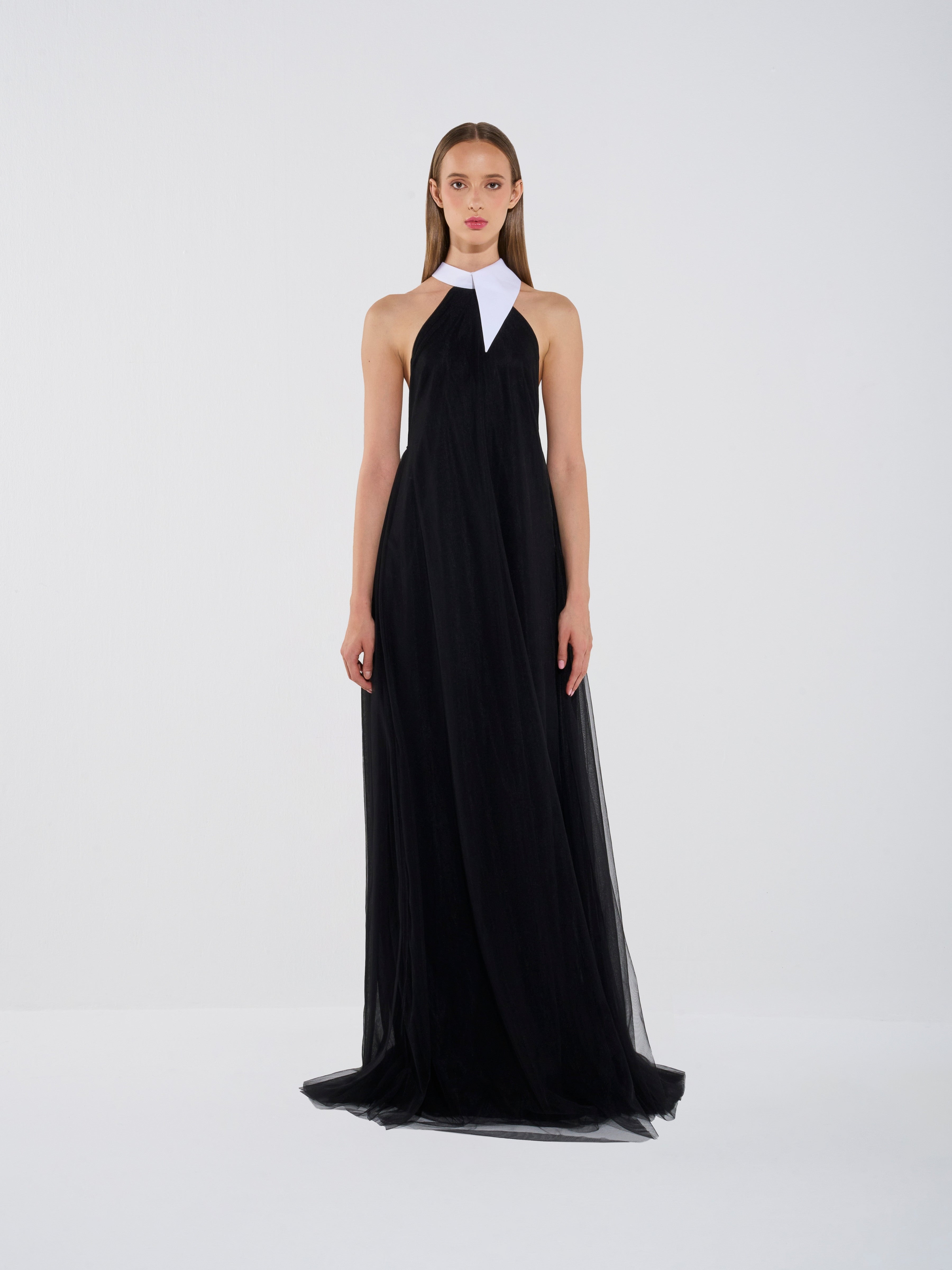 Graceful Floor-Length Halter Dress