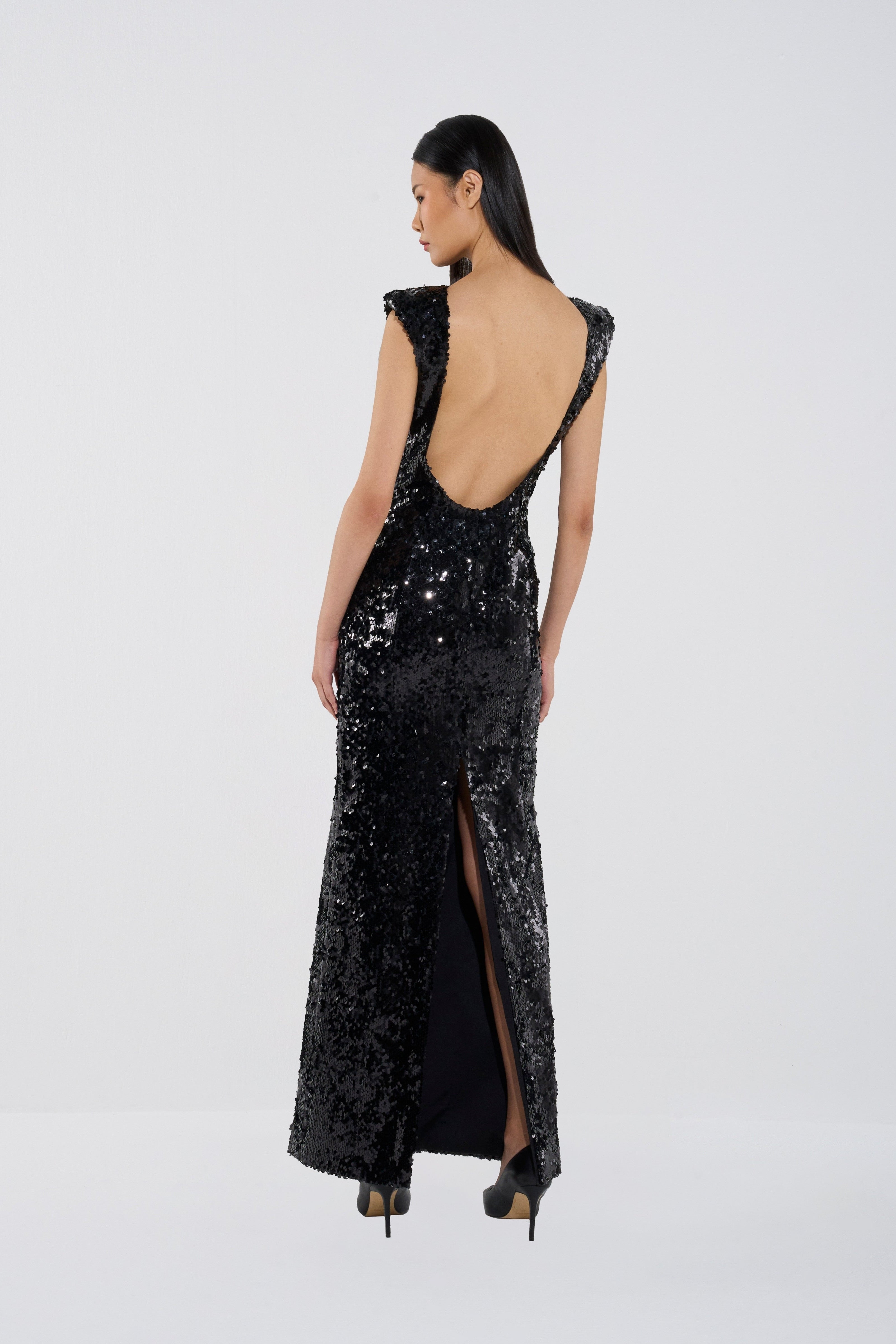 Sculpted Sequin Gown