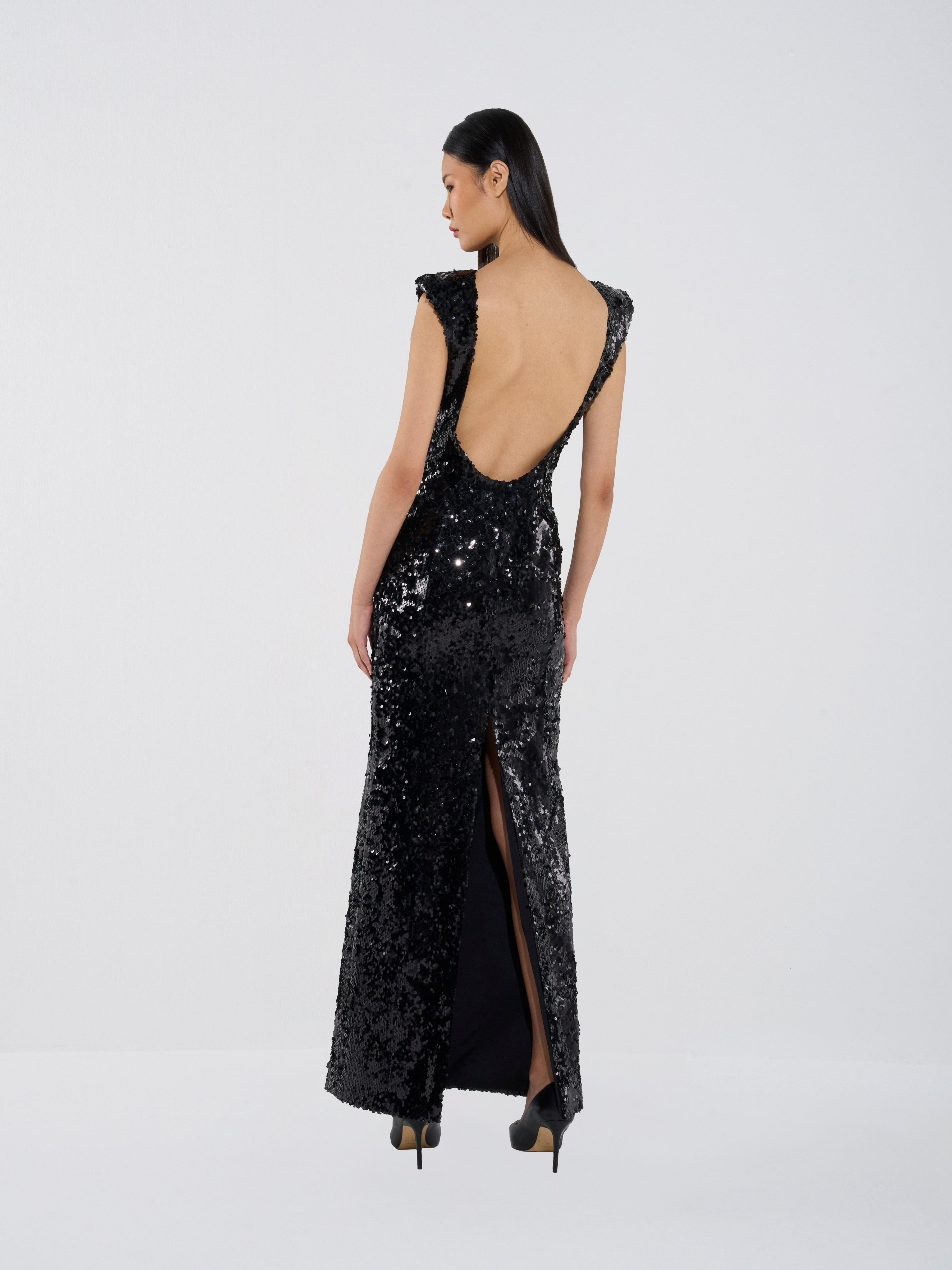 Sculpted Sequin Gown